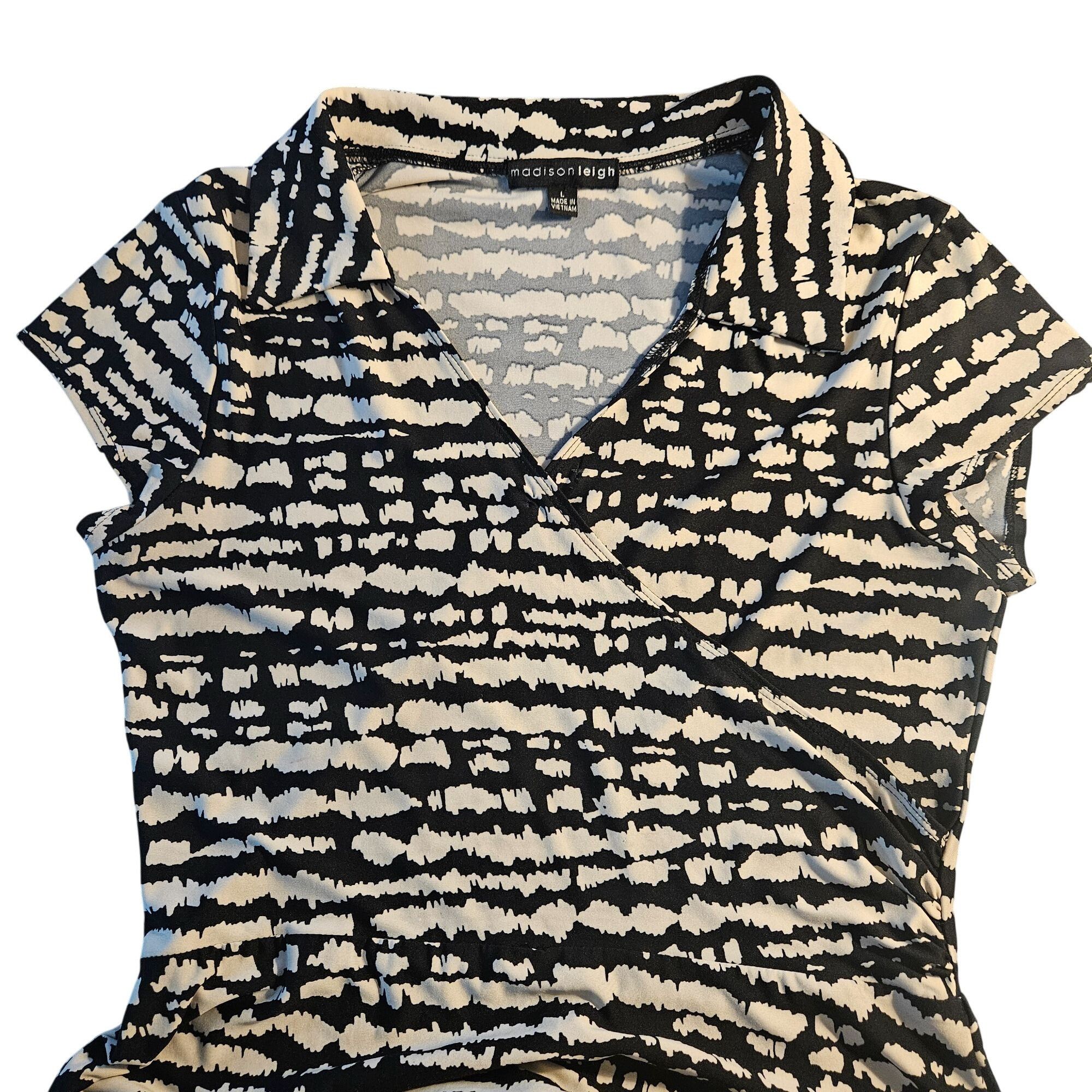 Other Madison Leigh Black White Abstract Shirt Dress L Belted Maxi Size L / US 10 / IT 46 - 7 Thumbnail