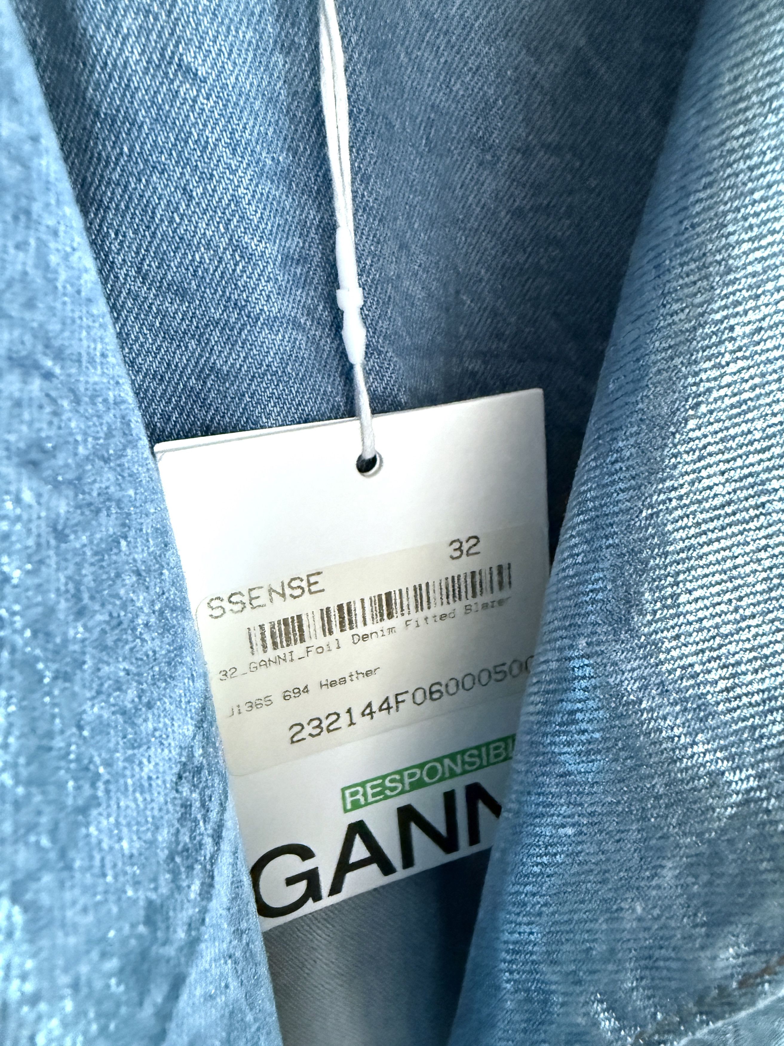 Ganni USD595 GANNI BLUE FOIL DENIM JACKET Size XS / US 0-2 / IT 36-38 - 6 Thumbnail