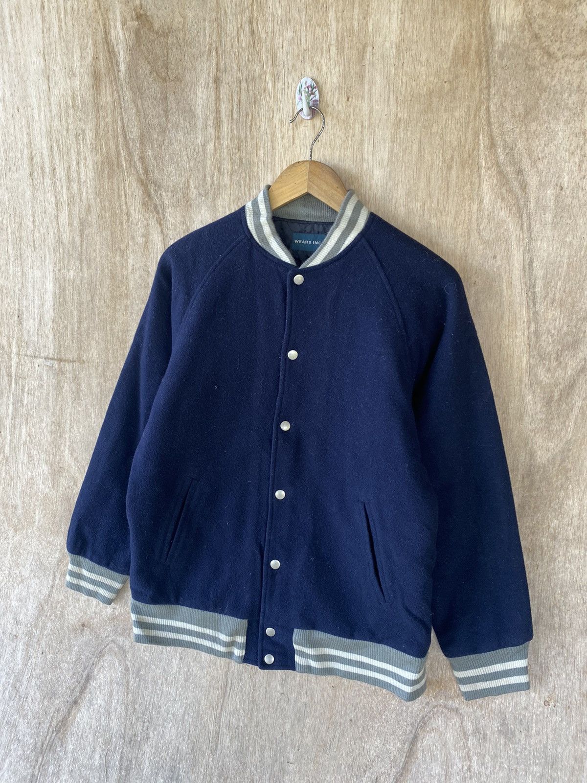 Japanese Brand Vintage Wears Inc Varsity Jacket - Navy Wool Blend - Size US M / EU 48-50 / 2 - 5 Thumbnail