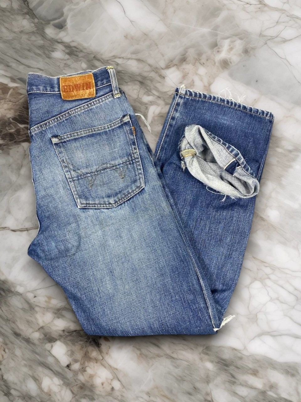 Edwin vintage edwin 505x selvedge distressed denim nice design Size US 33 - 1 Thumbnail