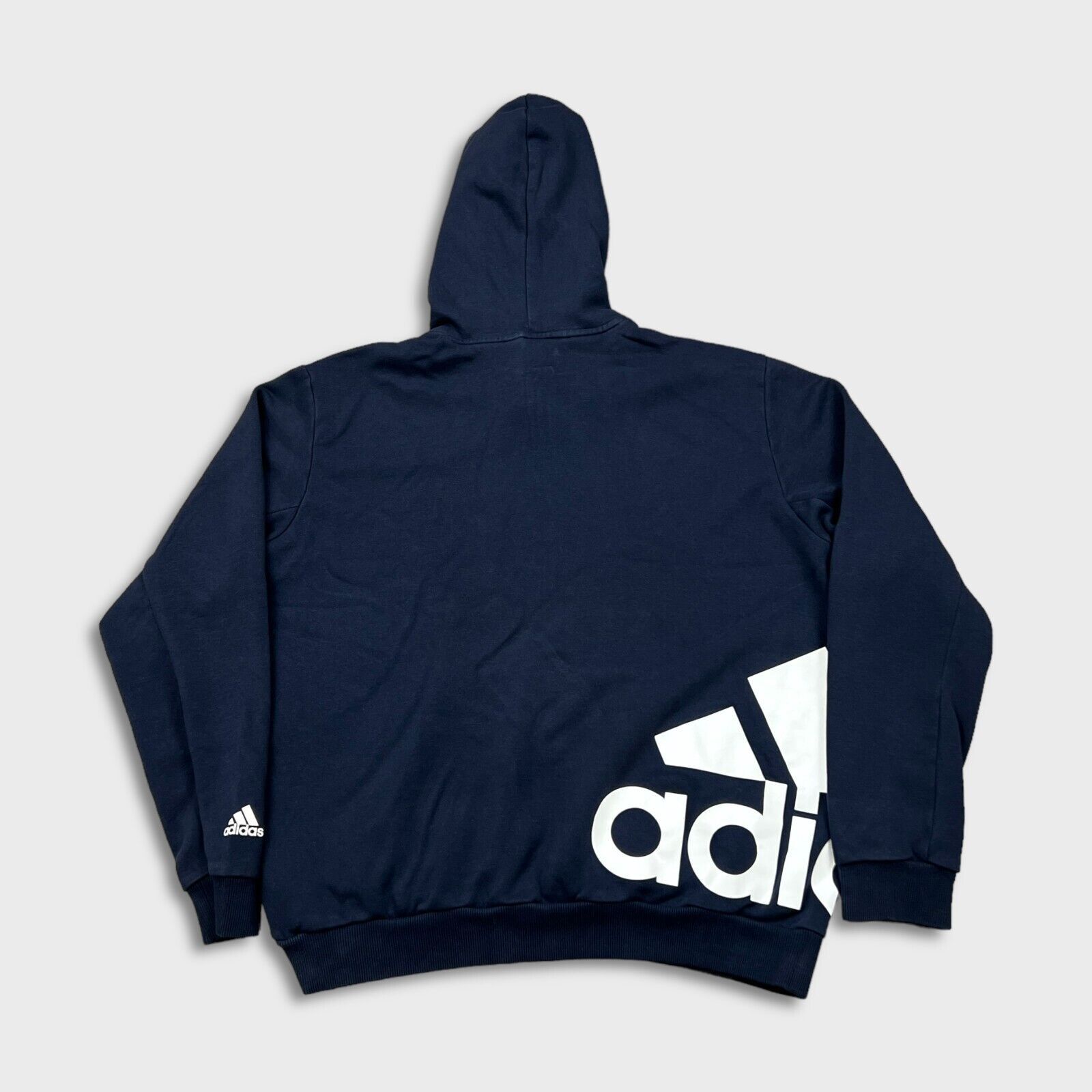 Adidas × Vintage Adidas Hoodie Medium Blue Essentials Stripe Pullover Hooded Size US M / EU 48-50 / 2 - 4 Thumbnail