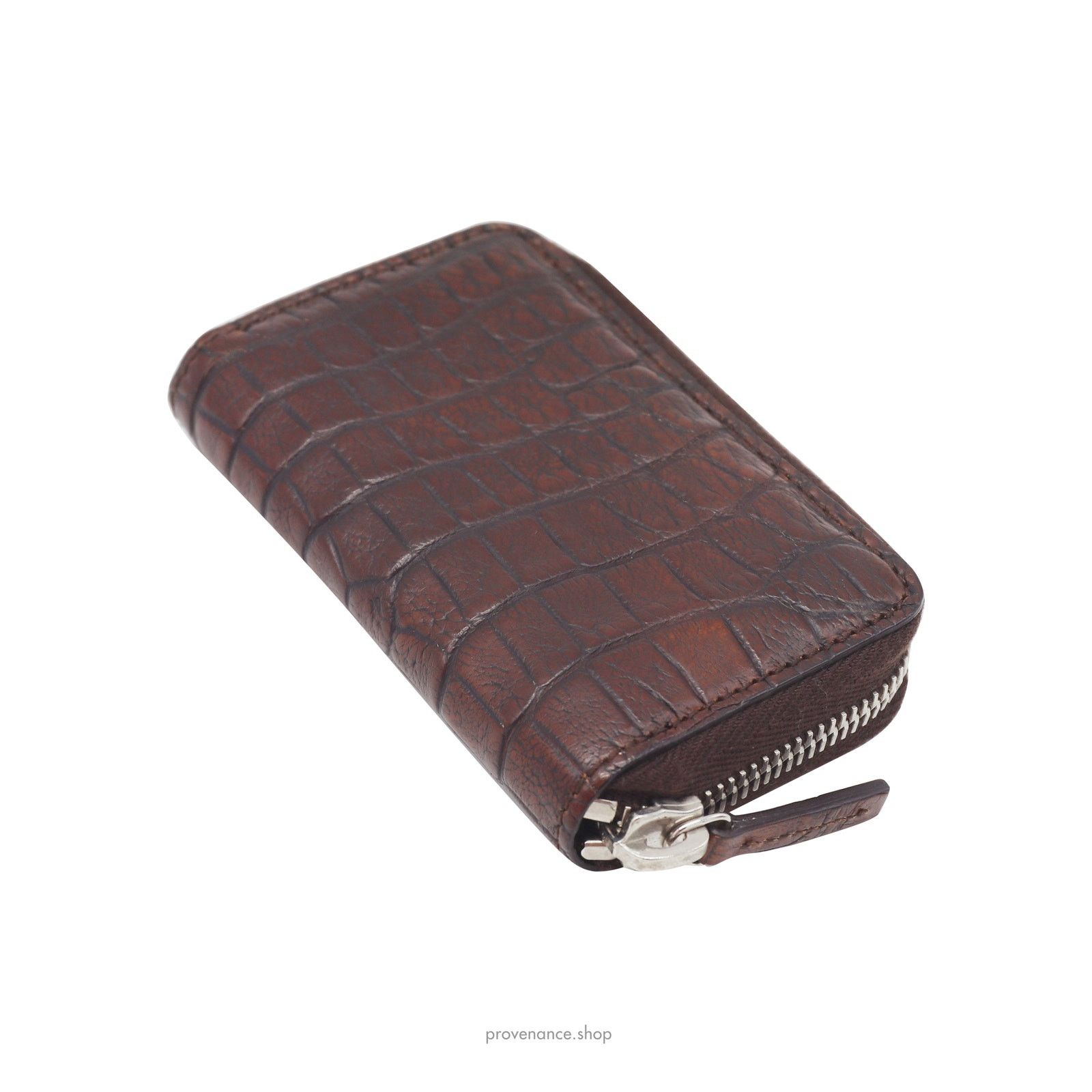 Gucci 🔴 Gucci Compact Zip Wallet - Chocolate Crocodile Leather Size ONE SIZE - 5 Thumbnail