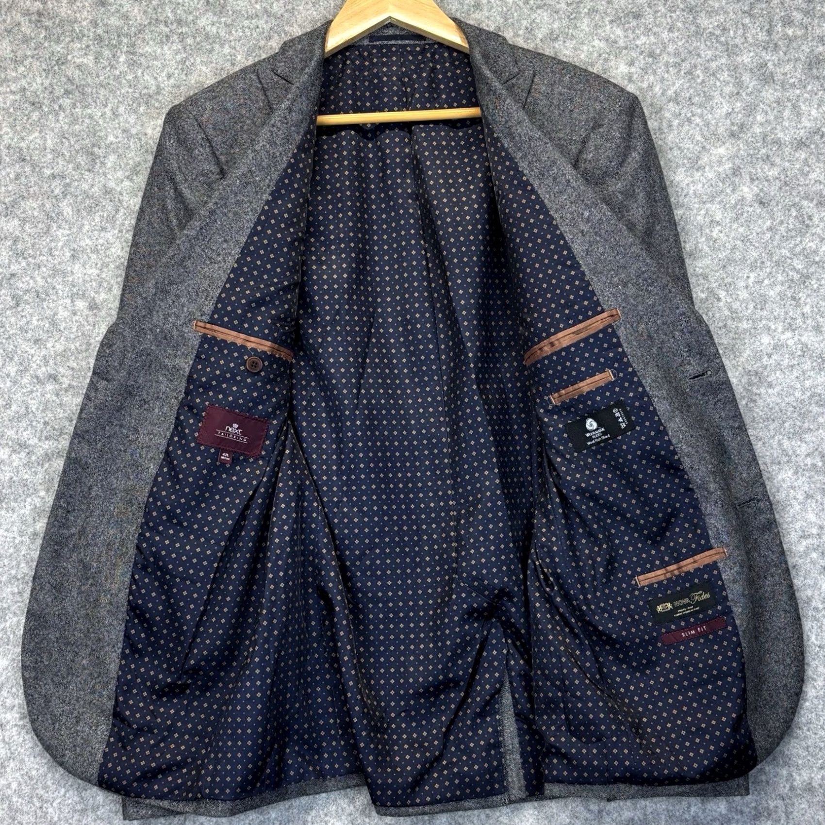 NEXT NEXT Nova Fides Slim Fit Blazer Jacket Long Mens UK42 Grey Wool Blend Vgc Size 42R - 3 Thumbnail