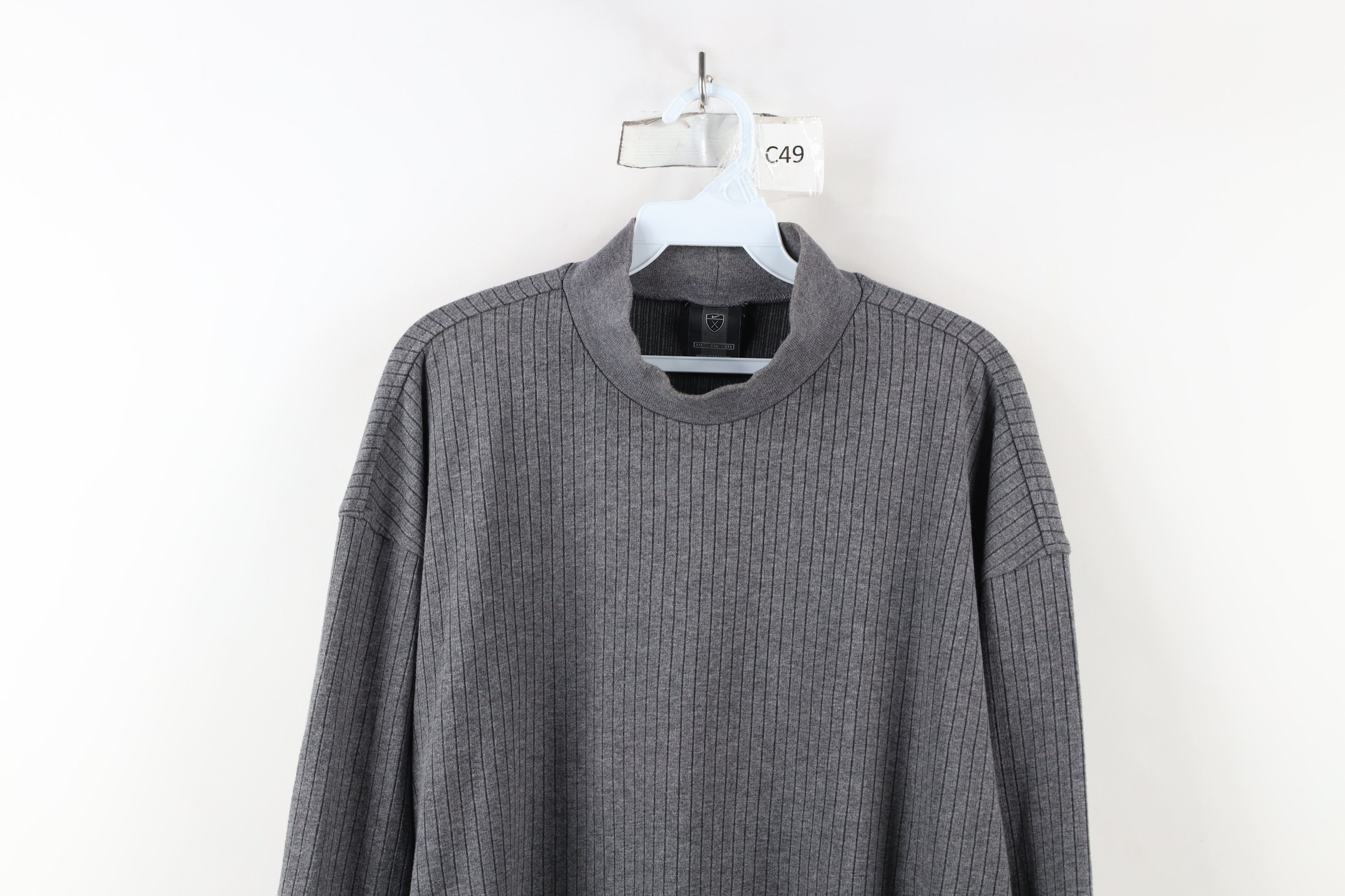 Nike × Vintage Vintage Nike Golf Mini Swoosh Ribbed Knit Mock Neck T-Shirt Size US XXL / EU 58 / 5 - 2 Thumbnail