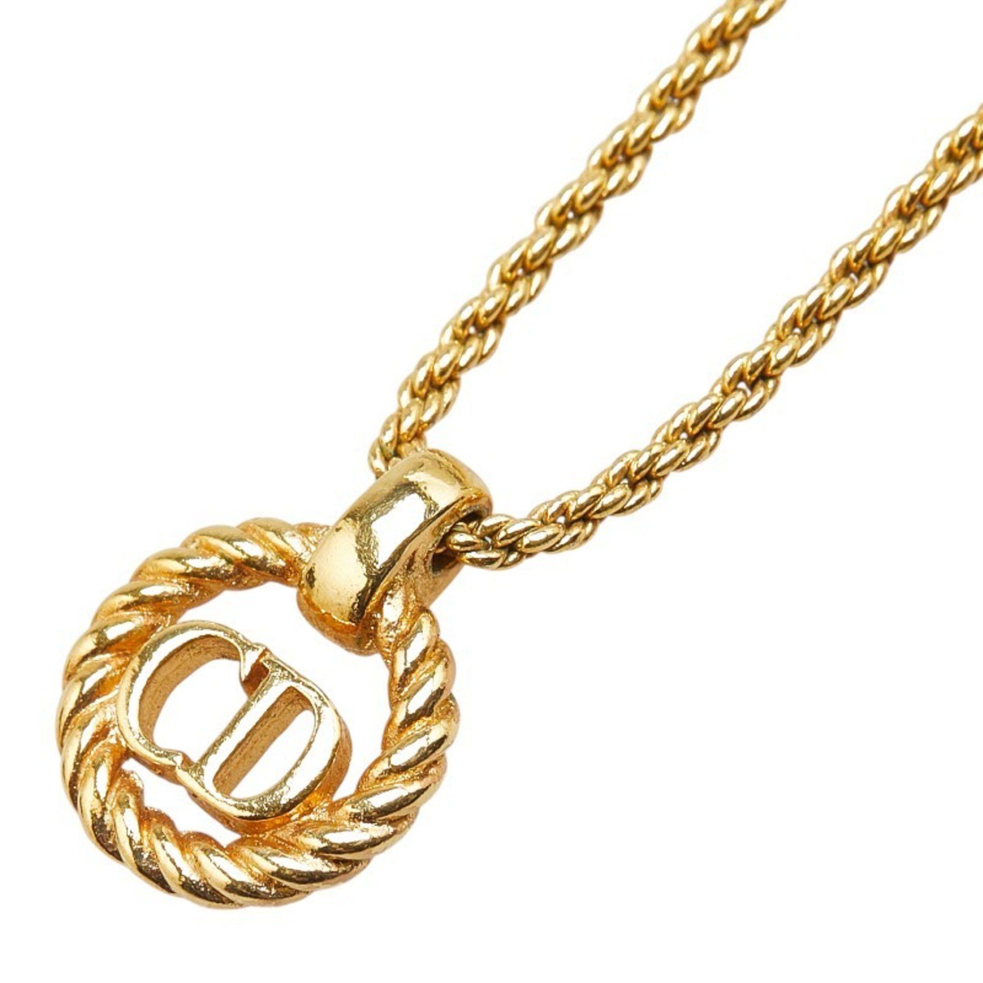 Christian Dior Dior CD logo round necklace, gold plated,