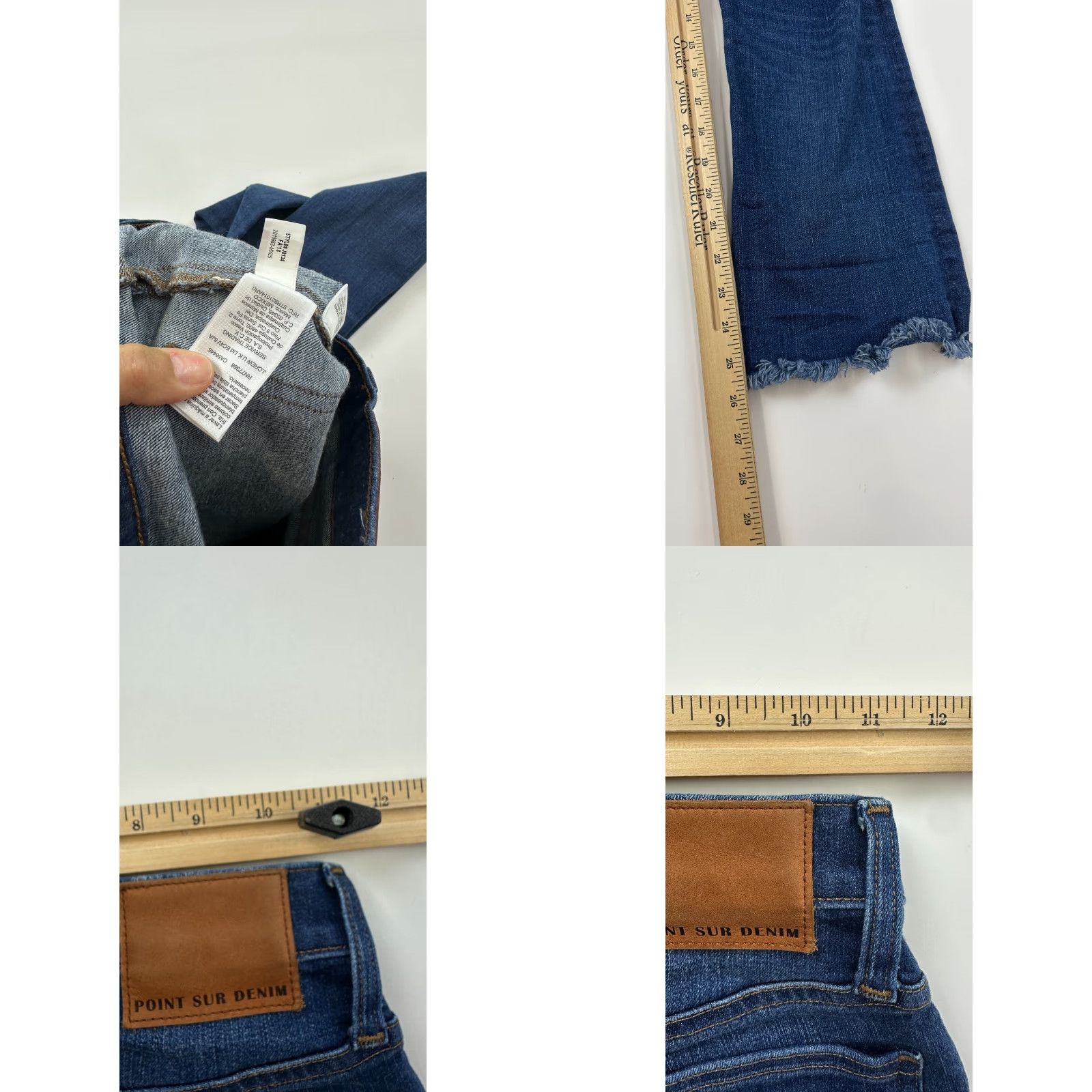 J.Crew Point Sur Jeans Womens 23 Blue Denim Stretch Distressed Frayed Hem High-Rise Regular Fit Size 40" / US 18 - 8 Thumbnail