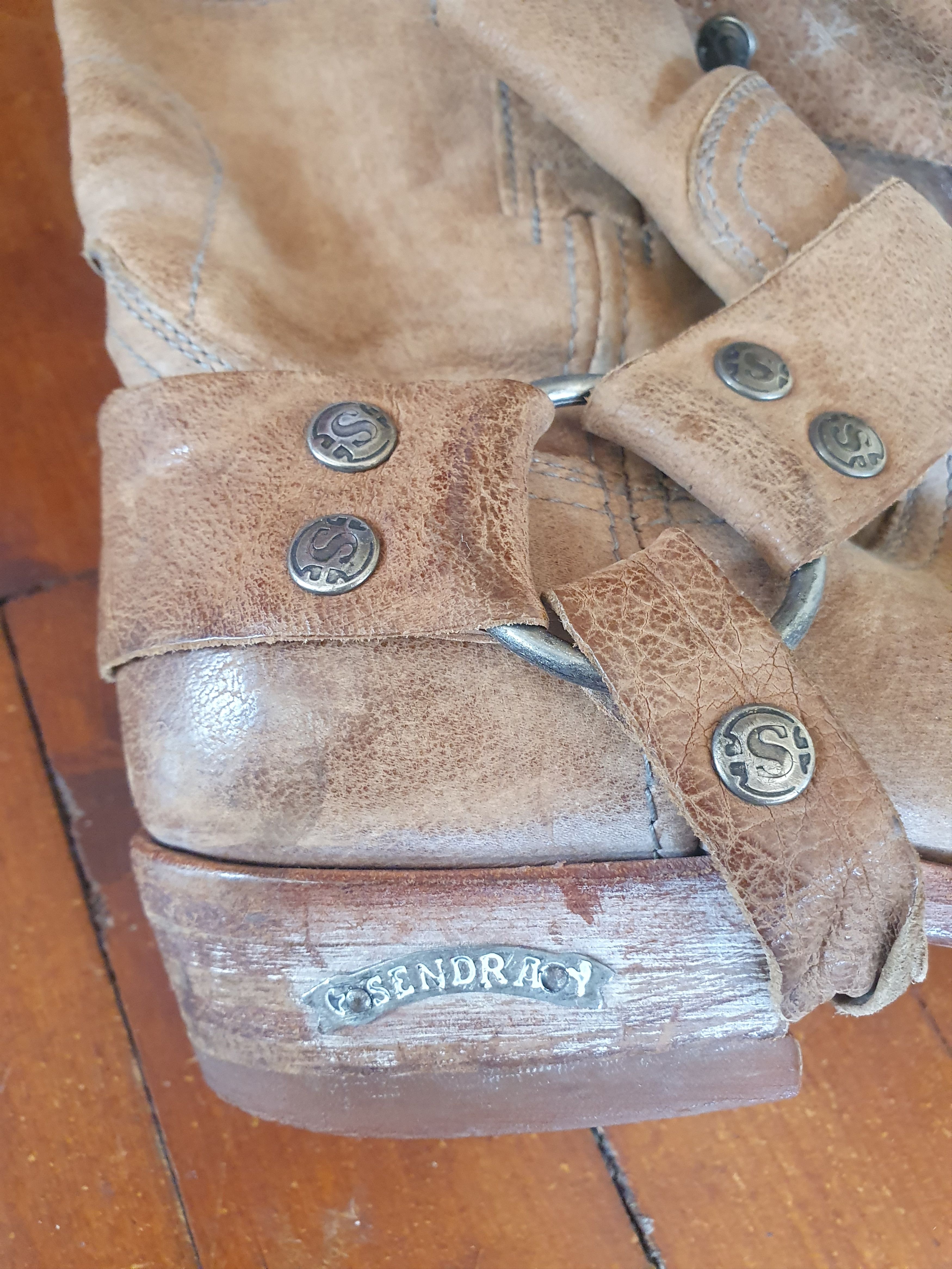Sendra × Vintage Sendra Boots 8768 Square Ankle Leather Harness Biker Boots Size US 8 / IT 38 - 2 Thumbnail