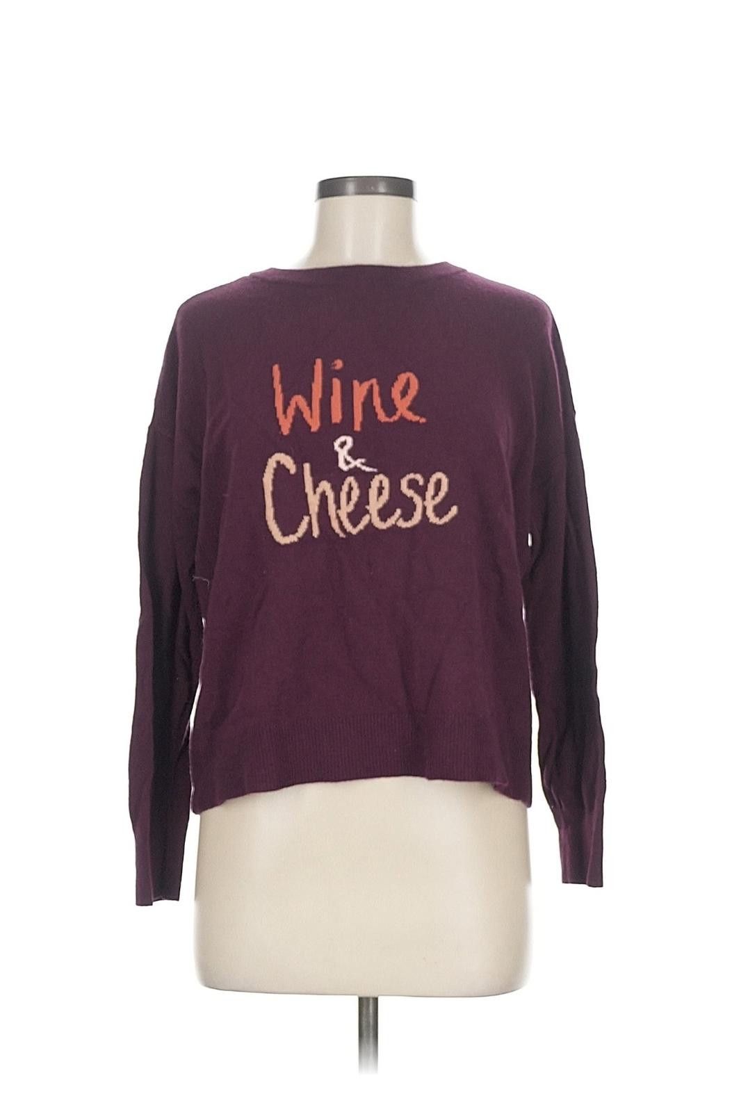 Other LOFT 'Wine & Cheese' Embroidered Sweater Medium Size M / US 6-8 / IT 42-44 - 1 Thumbnail