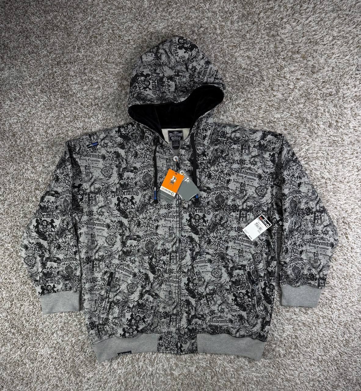 Akademiks Vintage Akademiks Y2K Gothic All Over Print Hoodie Hip Hop Size US XXL / EU 58 / 5 - 1 Thumbnail