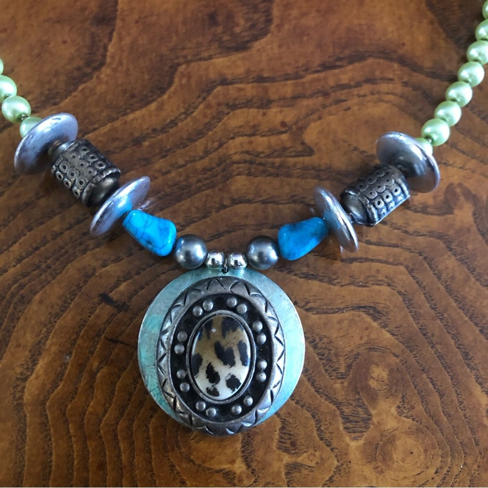 Handmade Handcrafted repurpose animal print ceramic Pearl necklace Size ONE SIZE - 11 Thumbnail