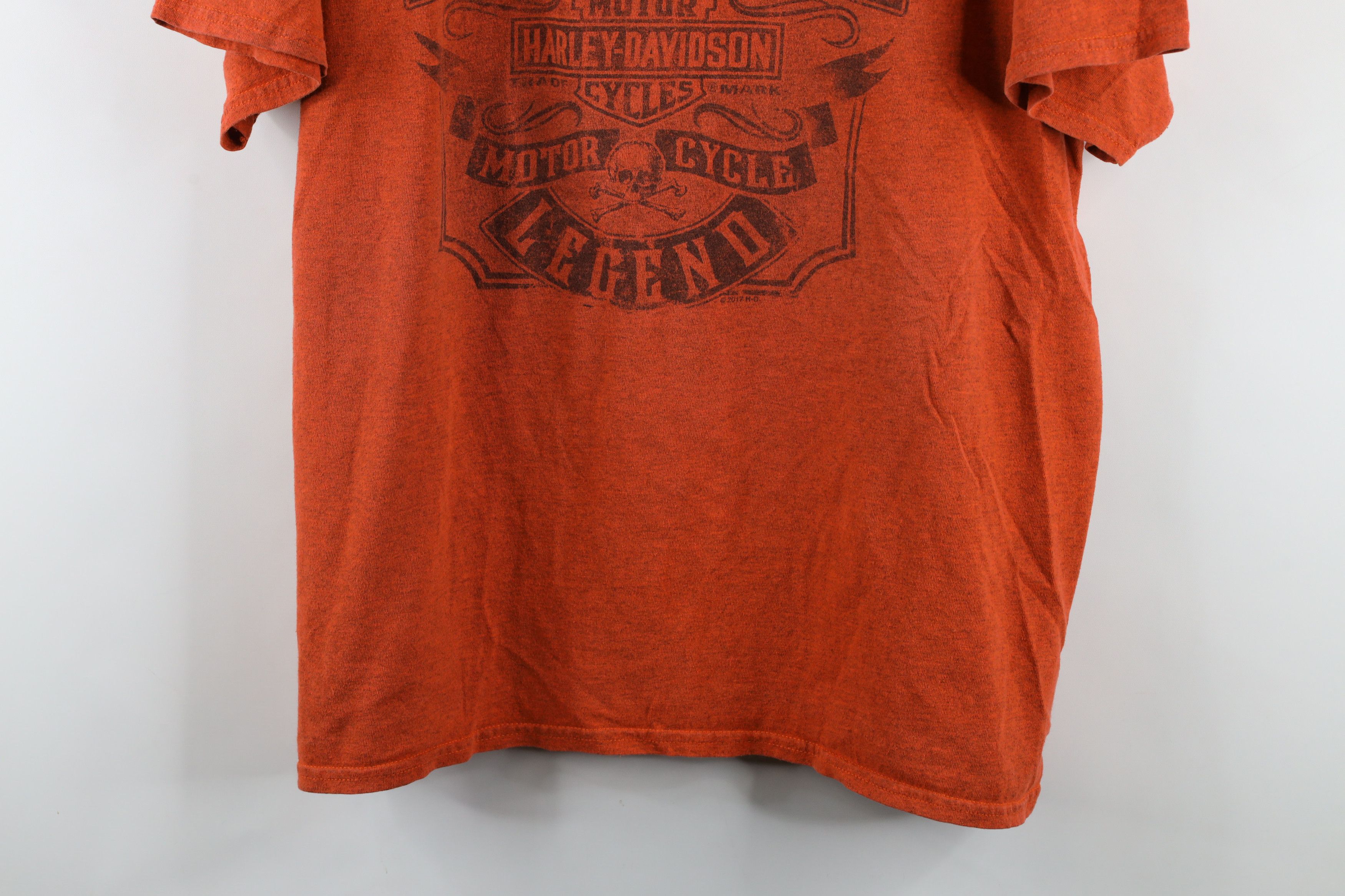 Harley Davidson × Vintage Vintage Y2K Harley Davidson t Skull T-Shirt Heather Orange Size US XXL / EU 58 / 5 - 3 Thumbnail