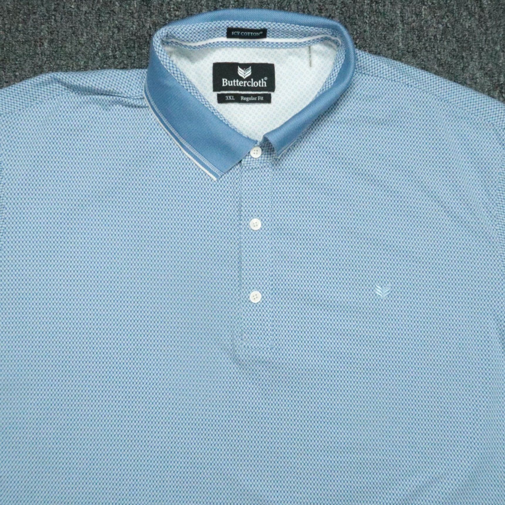 Vintage Buttercloth Shirt Mens 3XL Blue Polo Short Sleeve Regular Fit Cotton Size US XXL / EU 58 / 5 - 2 Thumbnail