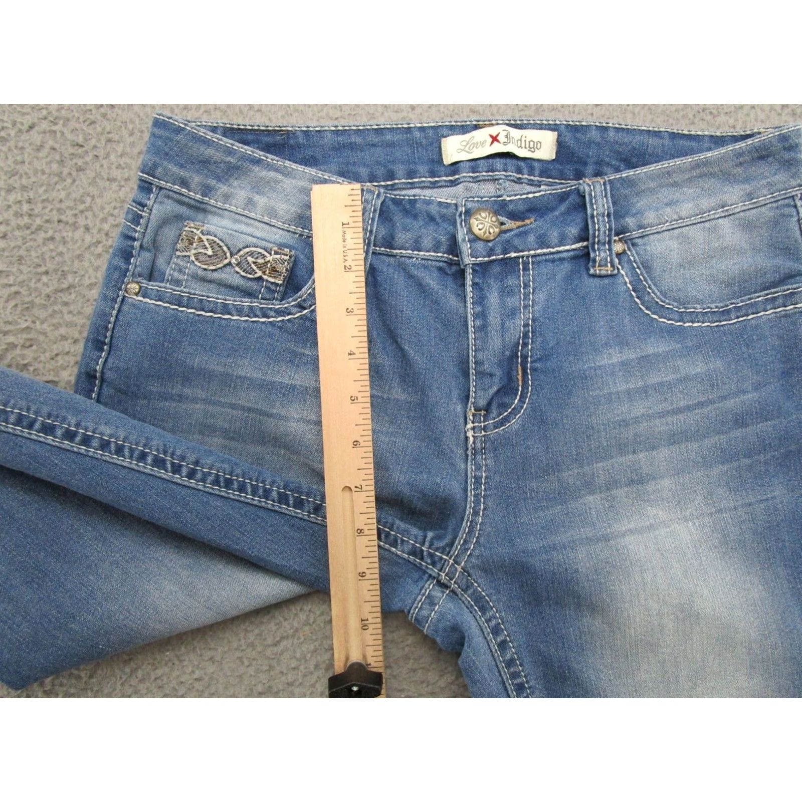 Vintage Love Nation Jeans Women's Size 8 Blue Ankle Cropped Stretch Pocket Thick Stitch Size 30" / US 8 / IT 44 - 6 Thumbnail