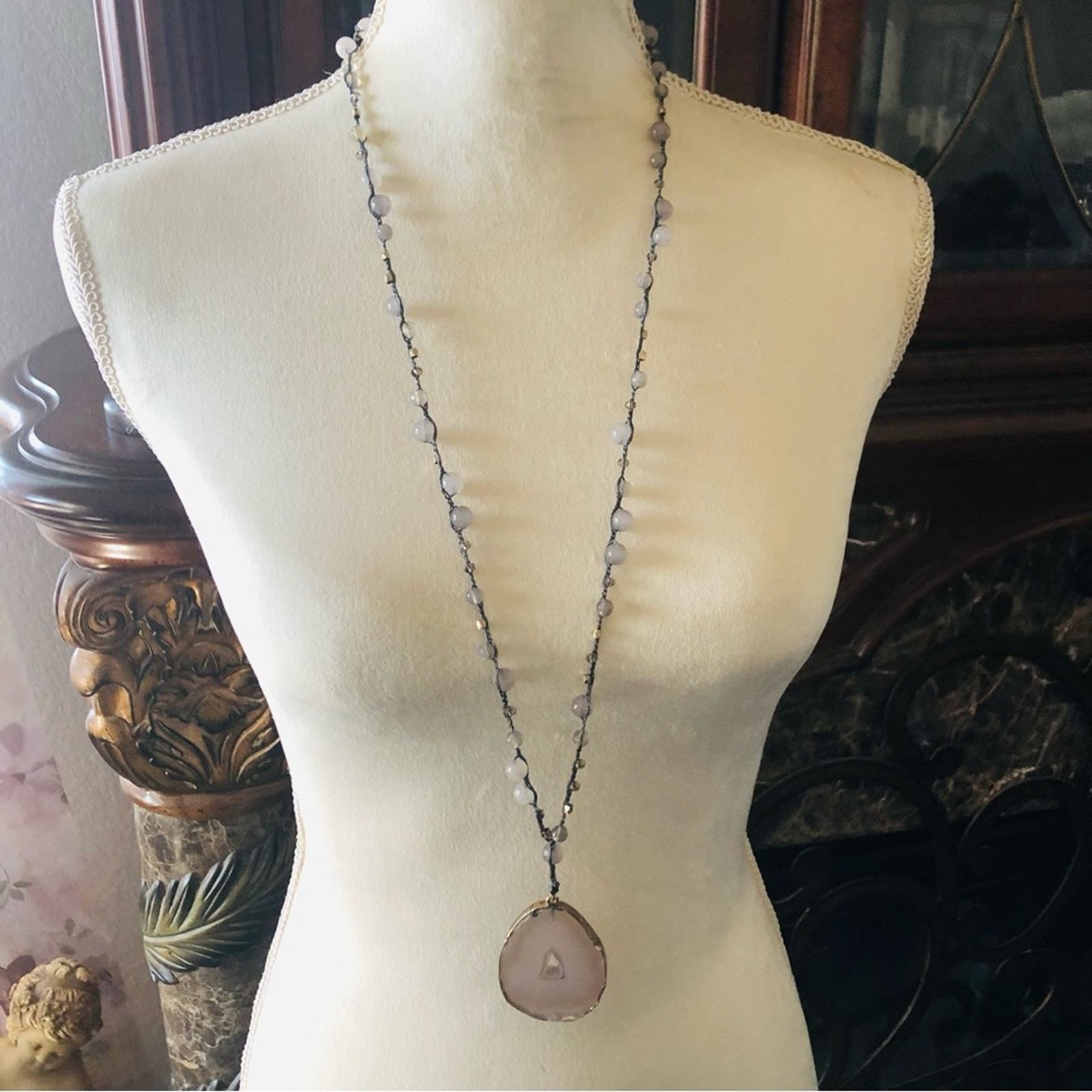 Jewelry Marlyn Schiff rainbow moonstone and agate slab necklace Size ONE SIZE - 3 Thumbnail