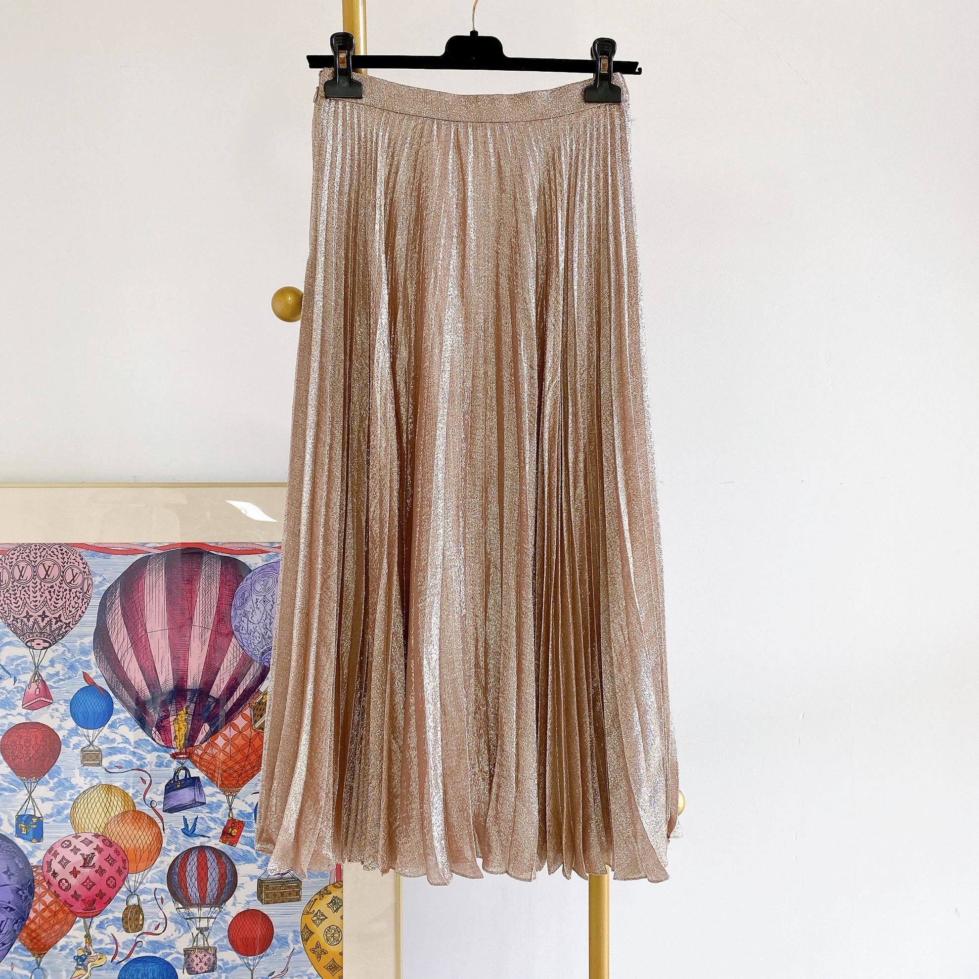 Celine Celine Women's Pink Silver-Threaded Pleated Skirt 36 Size 25" / US 0 / IT 36 - 2 Thumbnail