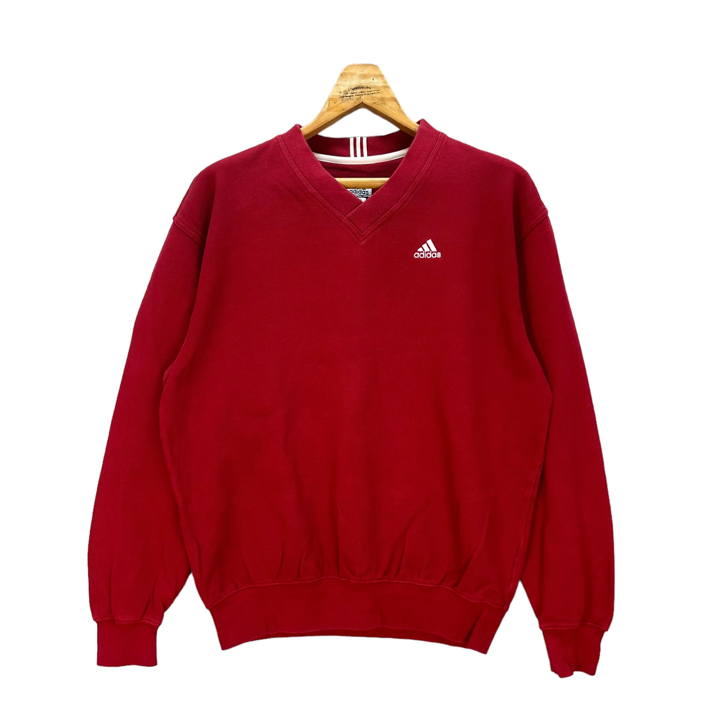 Adidas Y2K VINTAGE ADIDAS V NECK RED SWEATSHIRTS #8698-021 Size US L / EU 52-54 / 3 - 1 Thumbnail