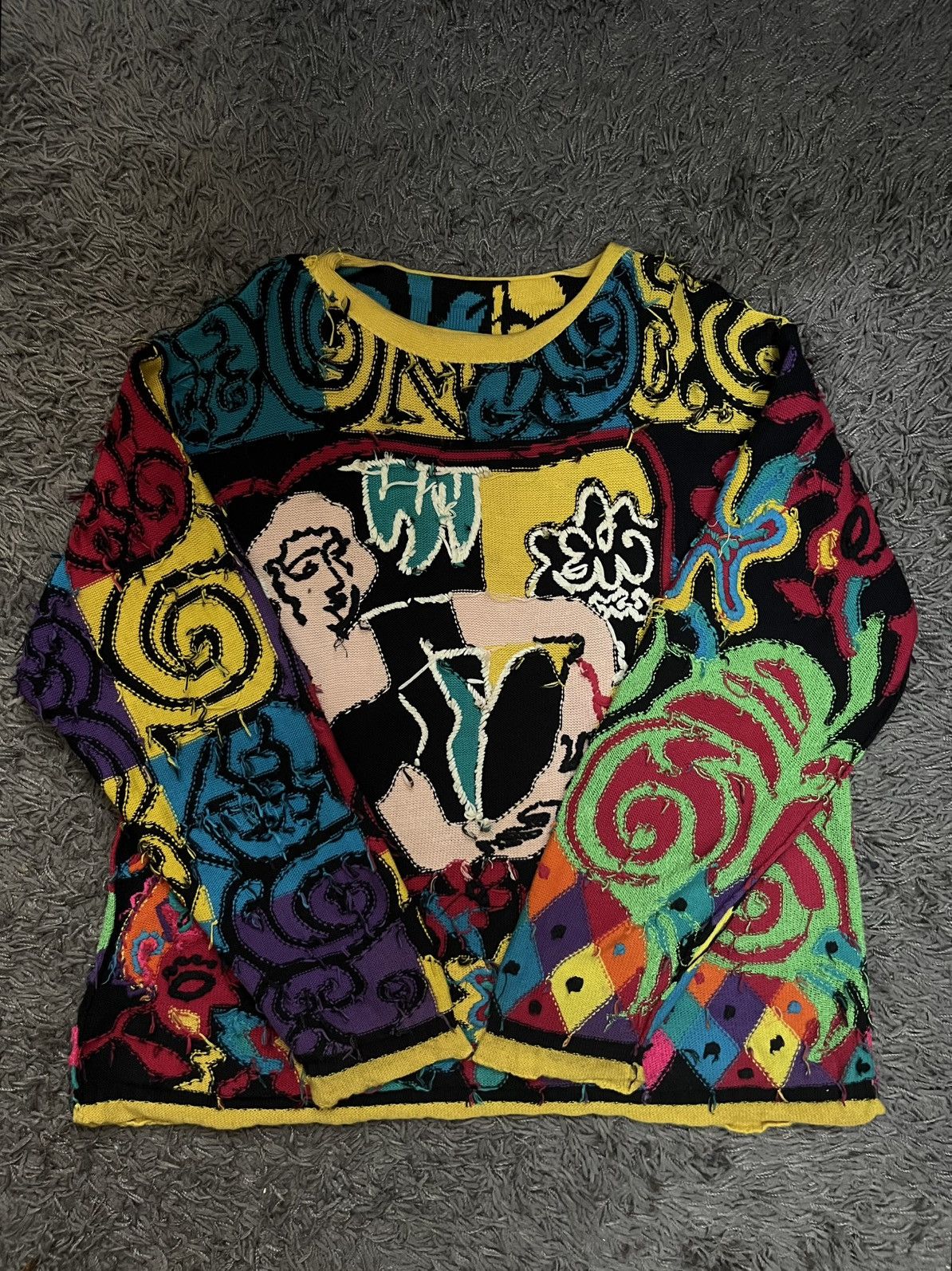 Yoshiyuki Konishi 1990s hand knit bold abstract artwork #D1 Size US L / EU 52-54 / 3 - 9 Thumbnail