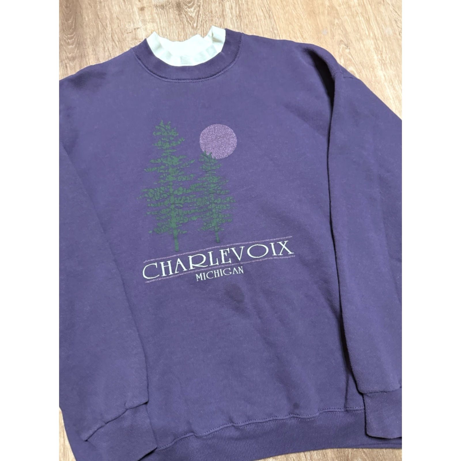 Lee VINTAGE Northern Michigan Crewneck Sweatshirt Nature Logo Purple Plum XL USA Lee Sweatshirt 90s Pullover Mens Size US XL / EU 56 / 4 - 6 Thumbnail