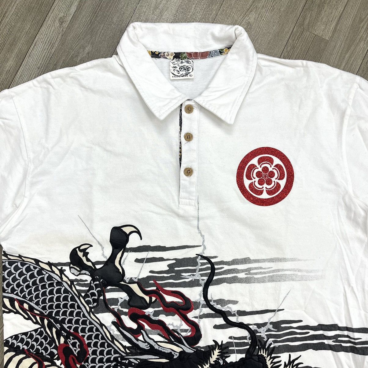 Japanese Brand Cute All Sukajan Dragon Sakura Polo Shirt Size US L / EU 52-54 / 3 - 20 Thumbnail