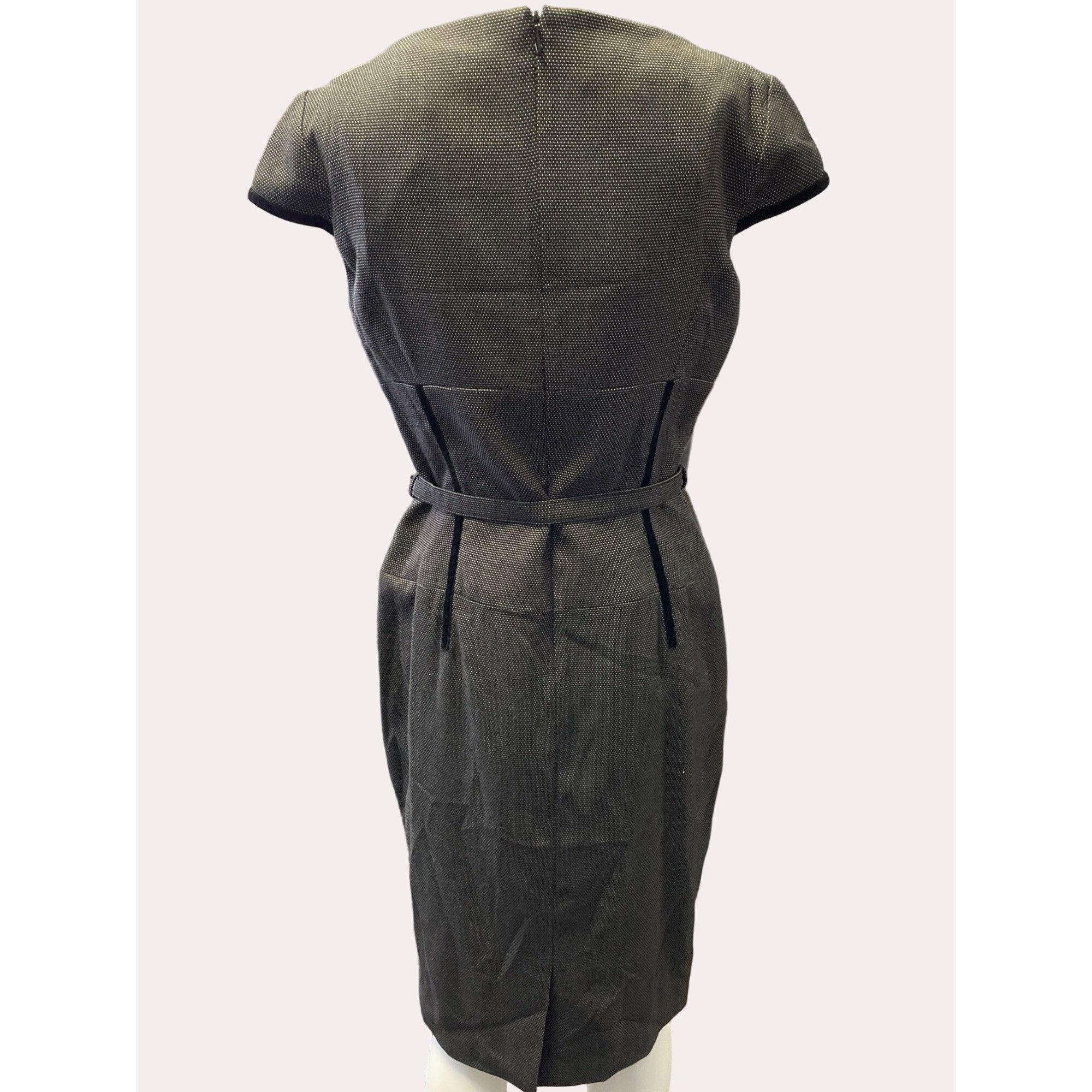 Anne Klein Anne Klein Women's Houndtooth Black & White Midi Belted Dres Size S / US 4 / IT 40 - 5 Thumbnail