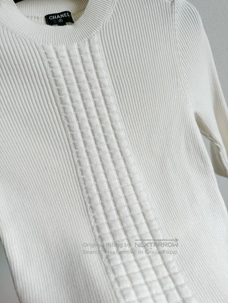 Chanel Chanel White knitted short-sleeved T-shirt Size XXS / US 00 / IT 34 - 5 Thumbnail