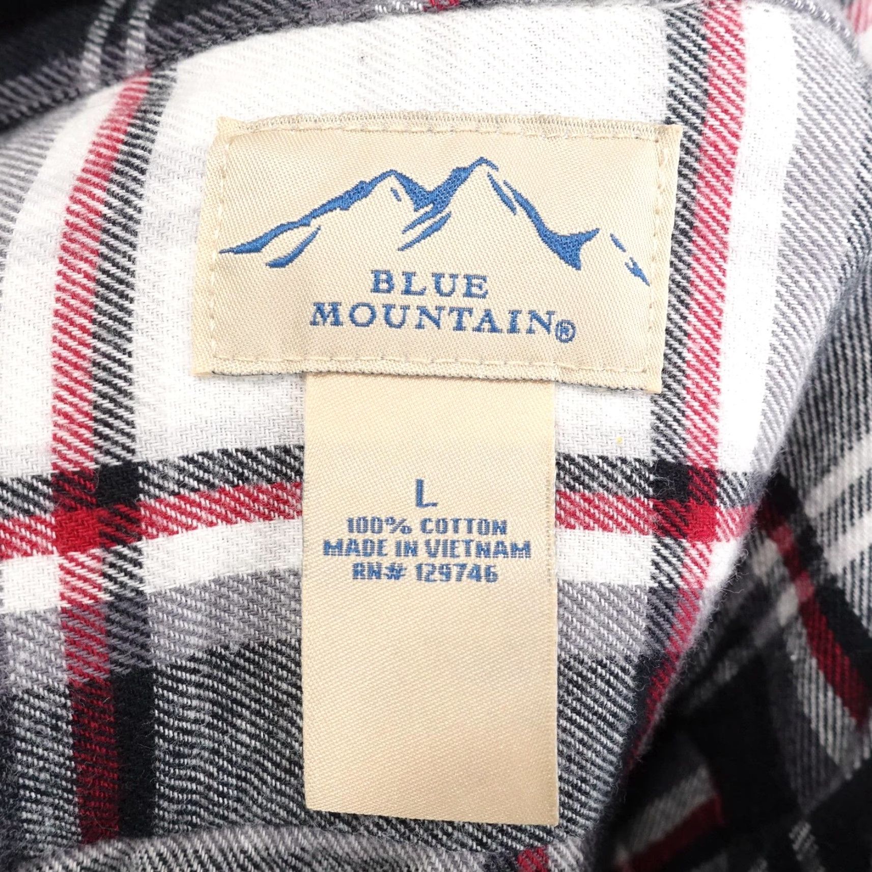 The Mountain Blue Mountain Shirt Mens Large Plaid Flannel Long Sleeve Button-Up Cotton Multicolor Jazz Black Red White Gray (90s) Womens? Size US L / EU 52-54 / 3 - 6 Thumbnail