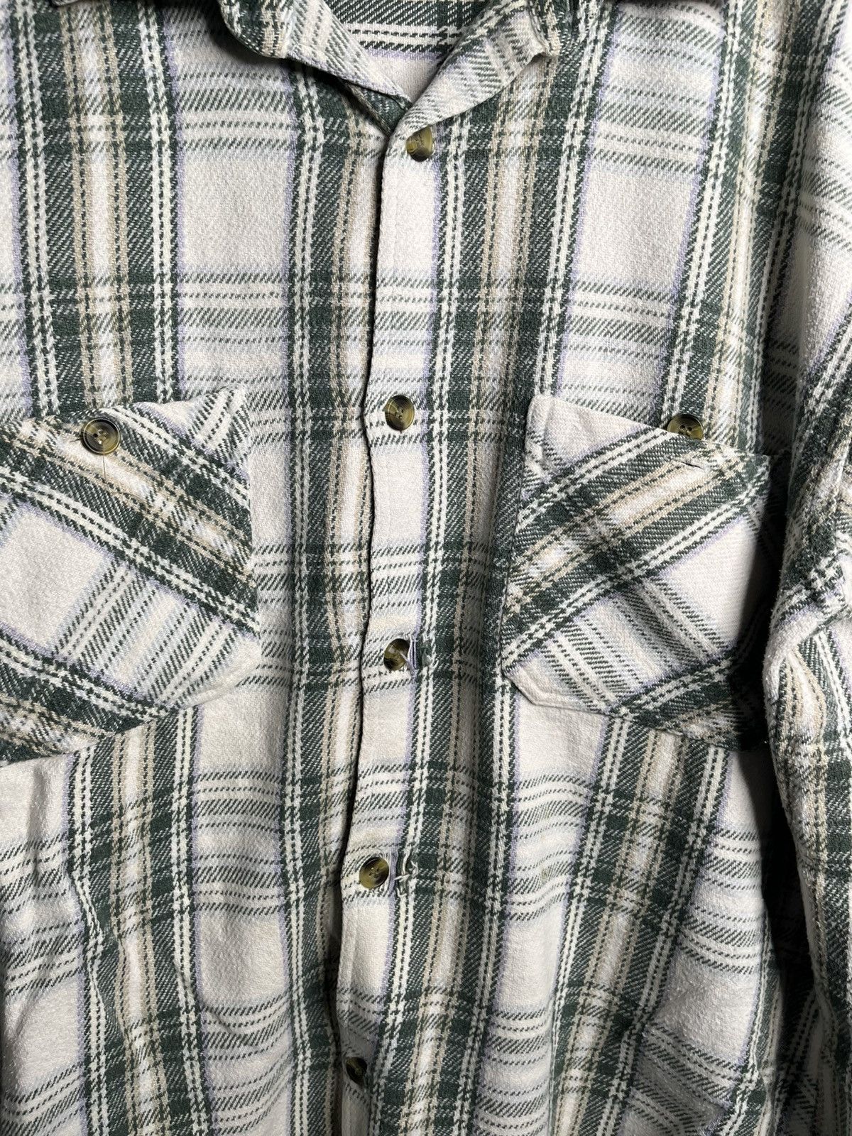 Billabong × Vintage Vintage 90s Billabong white flannel shirt Size US L / EU 52-54 / 3 - 3 Thumbnail