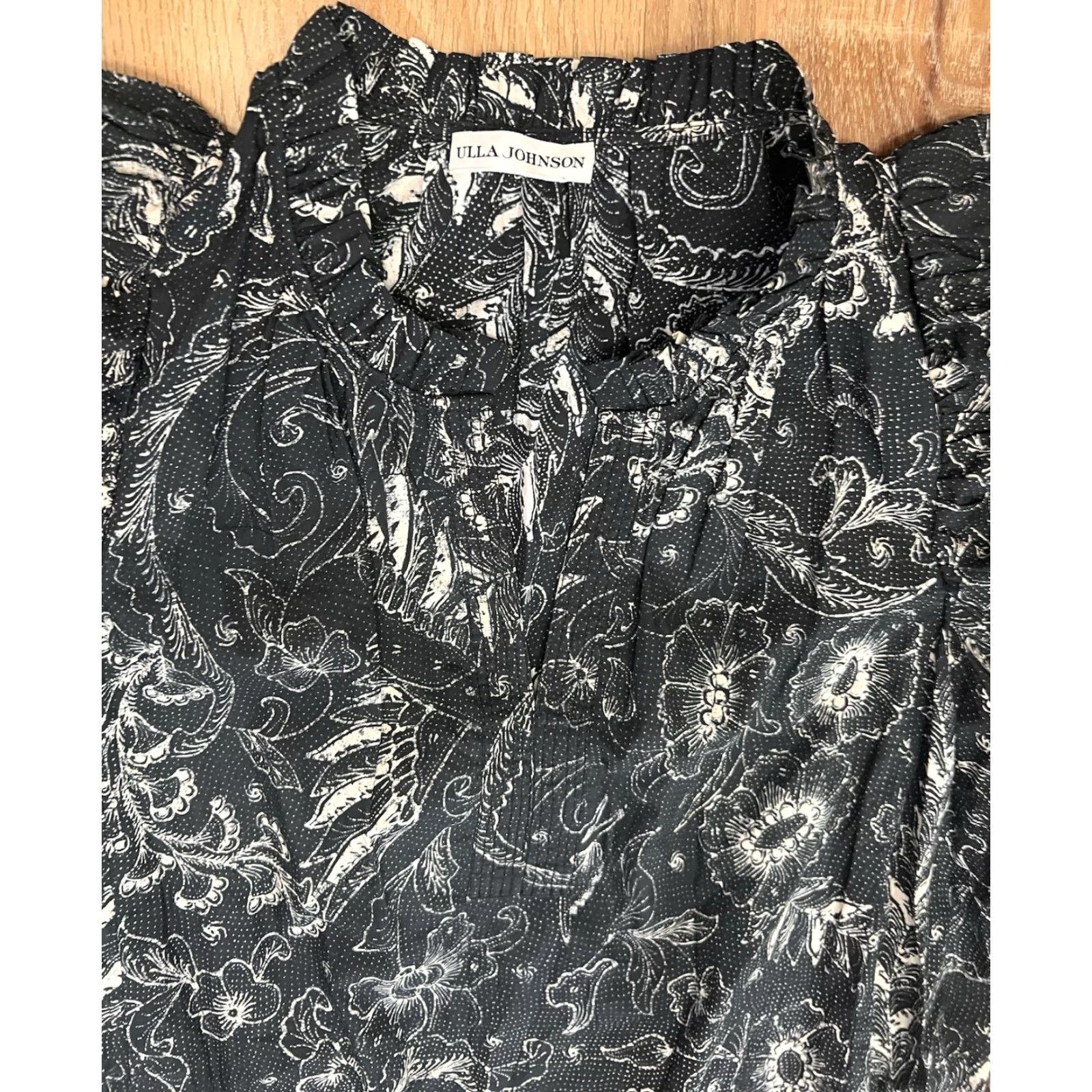 Ulla Johnson Ulla Johnson Cotton Midi Dress Black White 6 Women Floral Fit & Flare Size M / US 6-8 / IT 42-44 - 4 Thumbnail