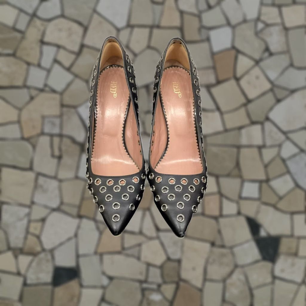 Vintage Valentino RED Block Heel D'Orsay Women 6.5 Black Shoes Size US 7 / IT 37 - 1 Thumbnail