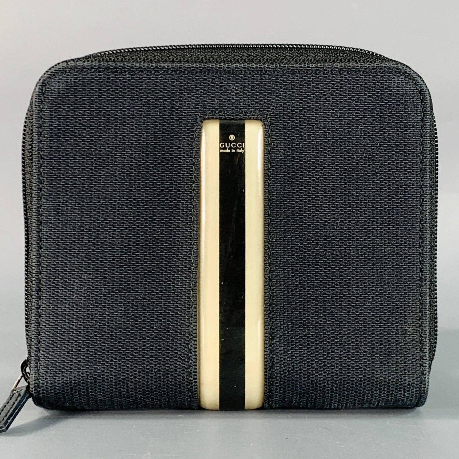 Gucci GUCCI Black Cream Stripe Canvas Wallet Size ONE SIZE - 1 Thumbnail