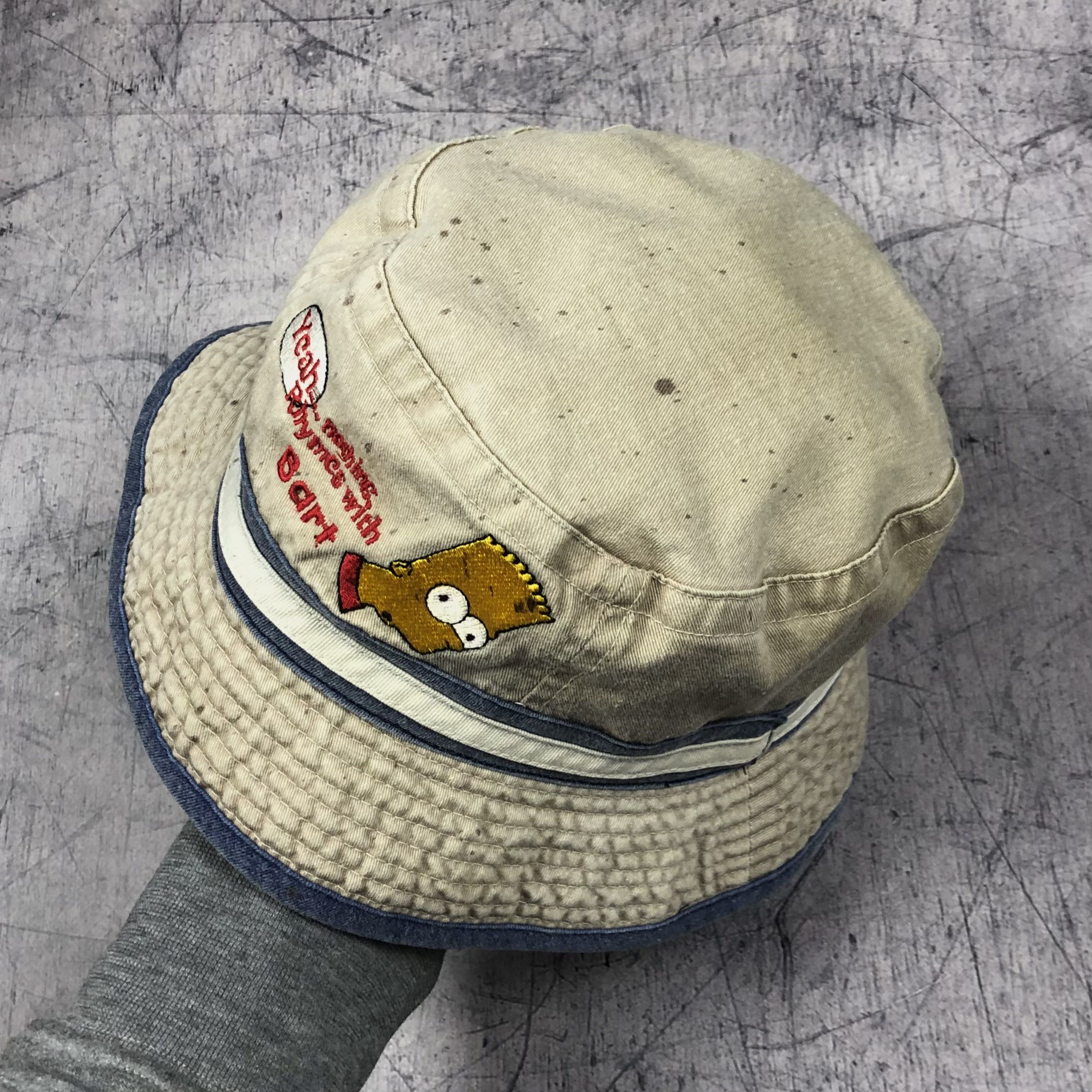 The Simpsons Vintage 90s The Simpsons Bucket Hat Yeah Nothing Rhyme Bart Size ONE SIZE - 4 Thumbnail