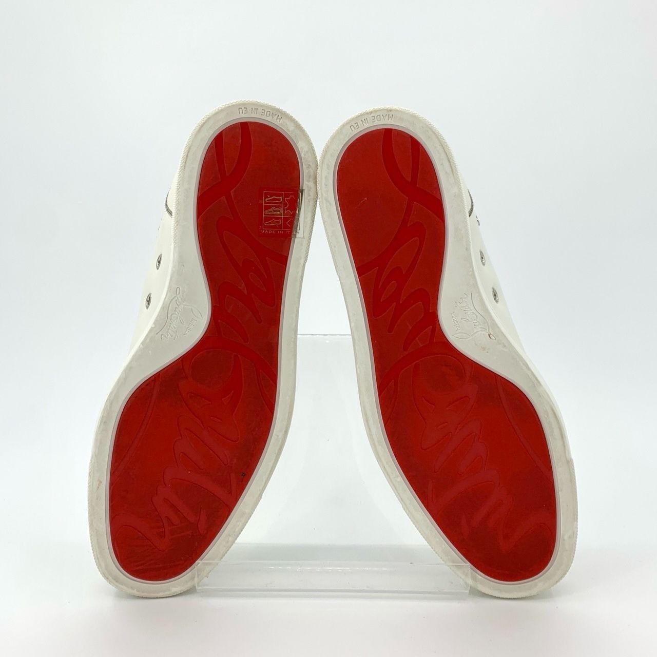 Christian Louboutin Christian Louboutin White Leather Spike-Trimmed Lace-Up Sho Size US 10 / IT 40 - 6 Thumbnail