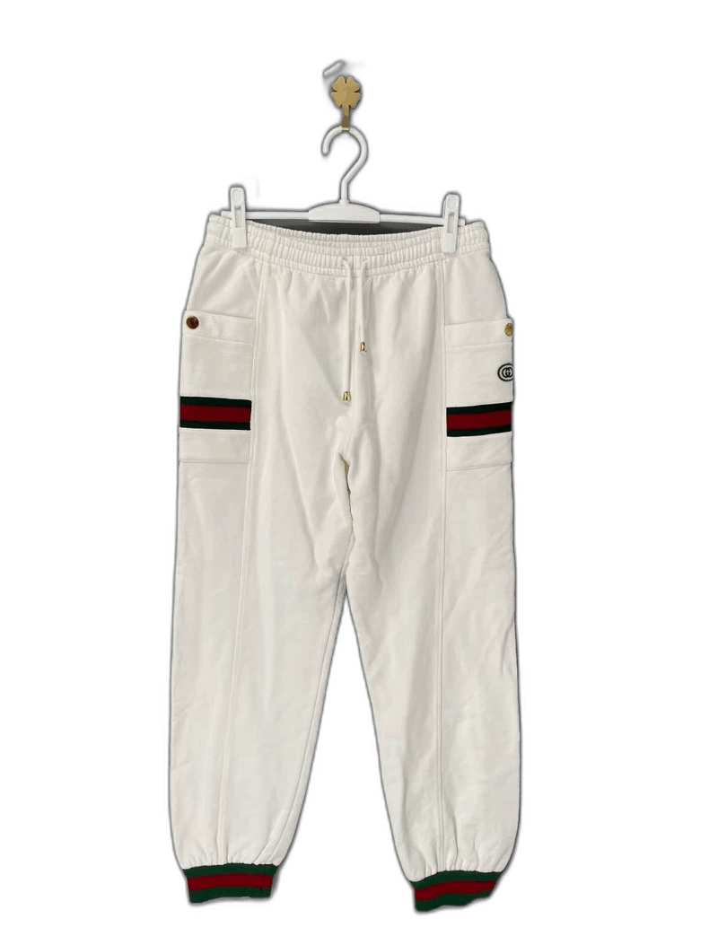 GUCCI White Sweatpants with Double G Logo-2505
