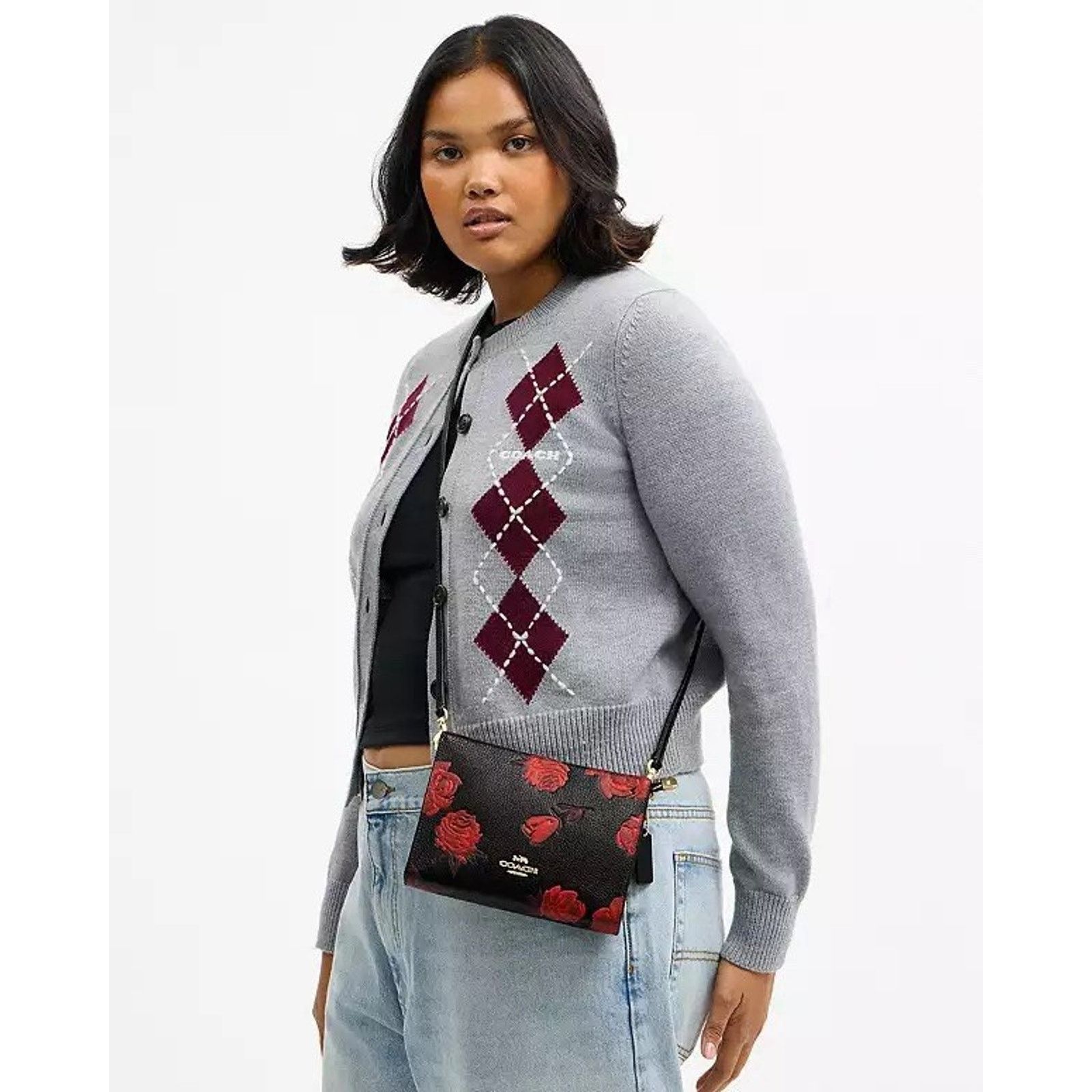 Coach NWT Coach Slim Crossbody Bag With Floral Black/Red CCI76 Size ONE SIZE - 8 Thumbnail
