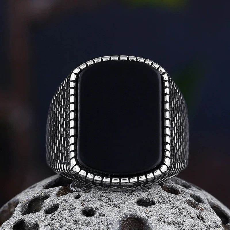 Vintage Onyx Stone Ring Size ONE SIZE - 5 Thumbnail