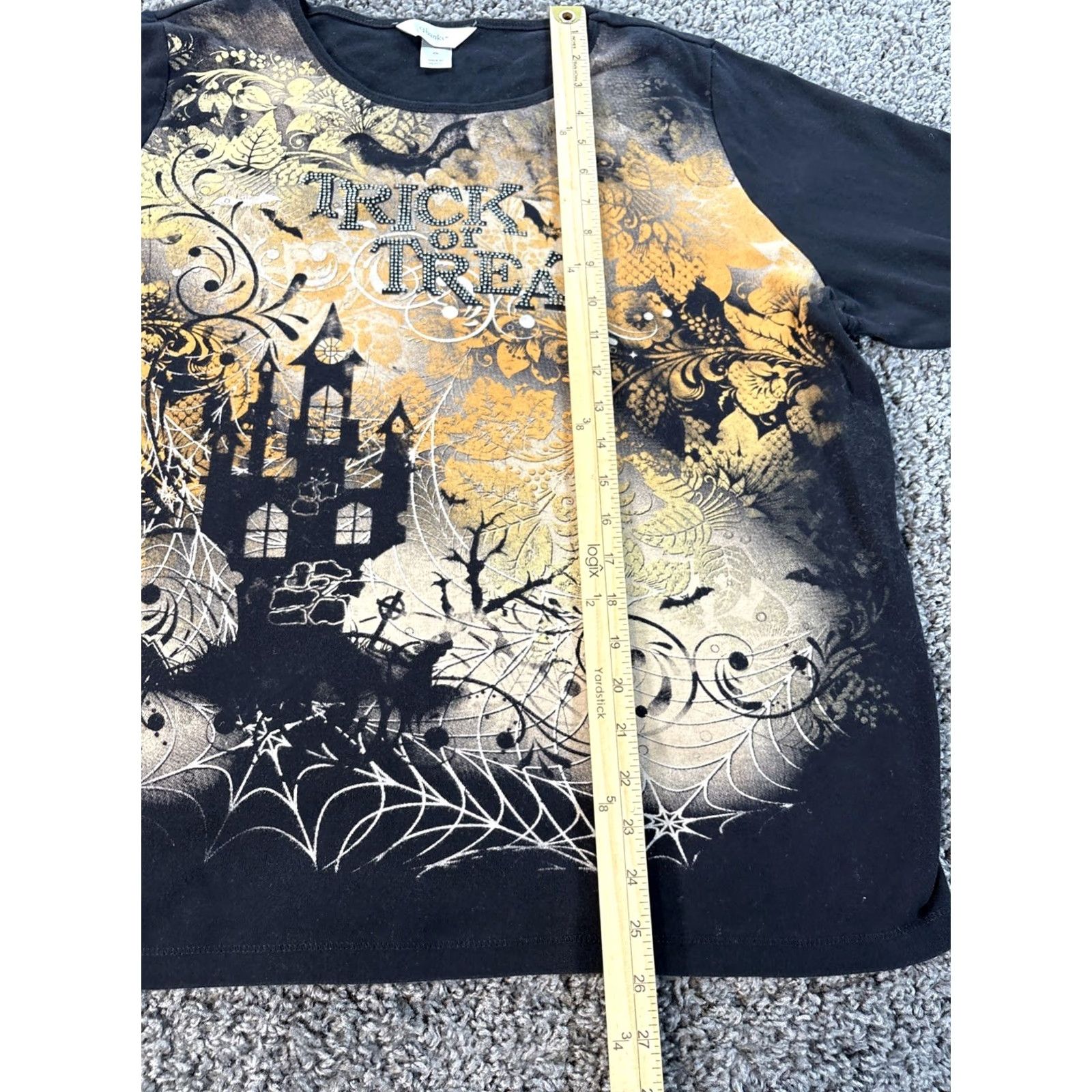 Vintage VINTAGE CJ Banks T Shirt Womens 2X Halloween Rhinestone Trick Or Treat Y2K Black 3/4 Sleeve Boat Neck Plus Size Womens Shirt Size XXL / US 16-18 / IT 52-54 - 2 Thumbnail