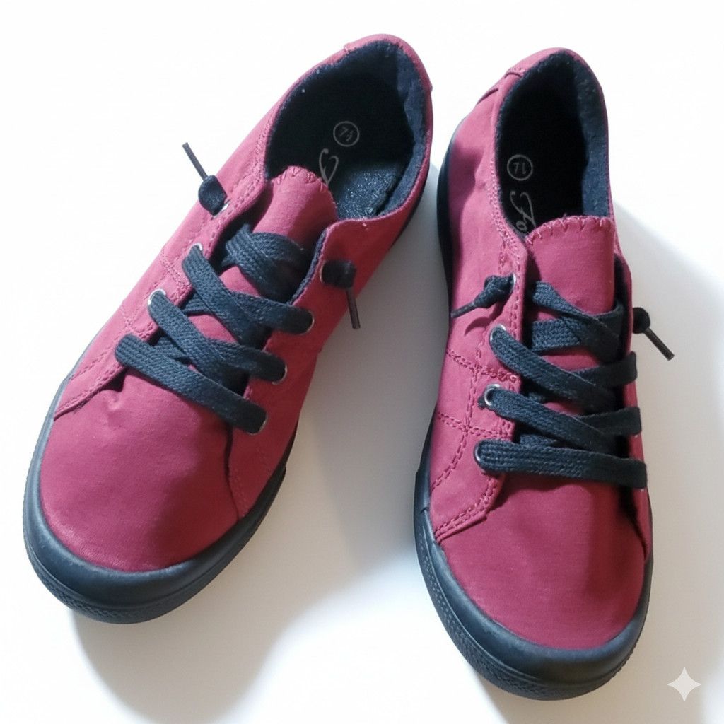 Other Forever Link Size 7.5 NEW Sneakers Red Black Slipon Burgundy Size US 7.5 / IT 37.5 - 4 Thumbnail