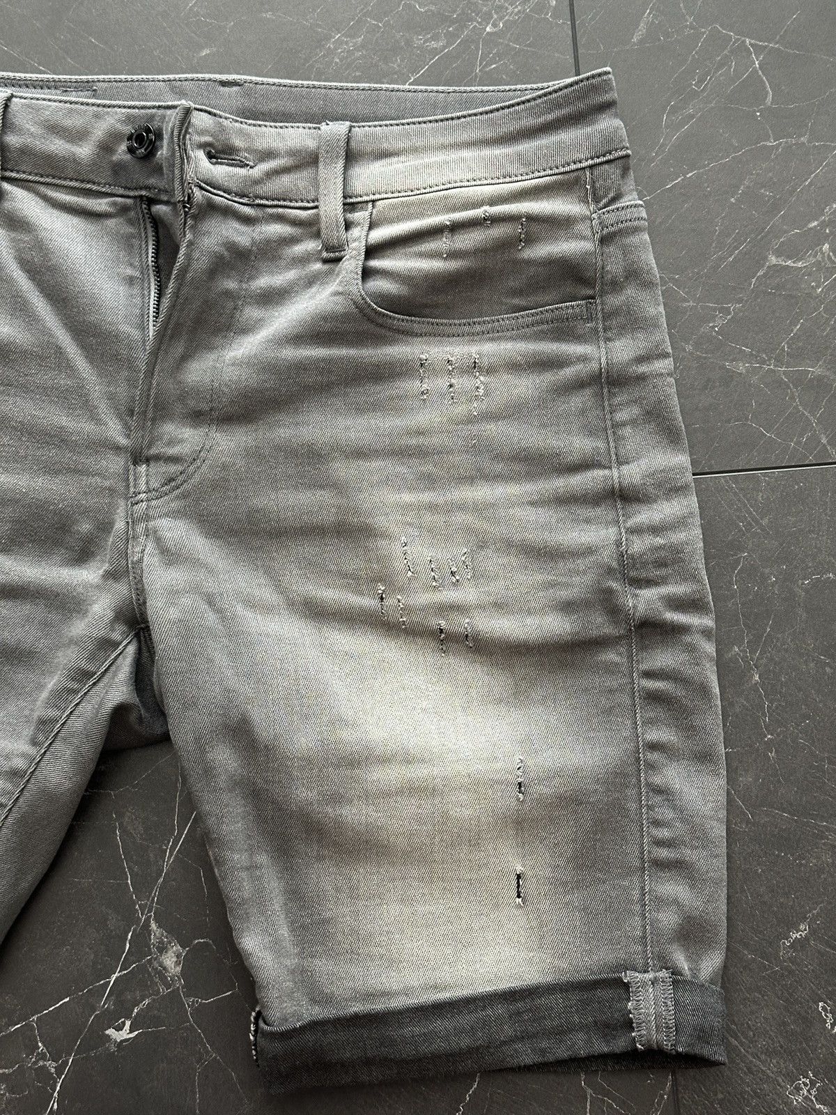 G-Star G Star Raw Grey Distressed Denim Shorts Slim-Fit Size 30 Size US 30 / EU 46 - 4 Thumbnail