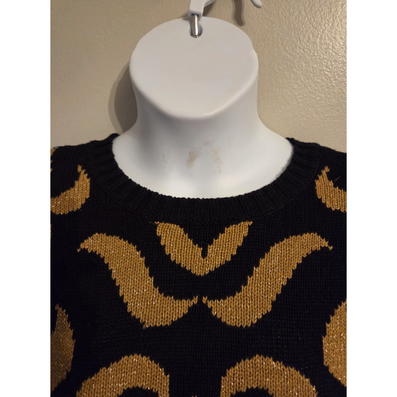 Vintage VINTAGE Chaus Sweater 80s Abstract Metallic Black Brown Crew Neck Long Sleeve Womens L Pullover / Cotton Ramie Size L / US 10 / IT 46 - 2 Thumbnail