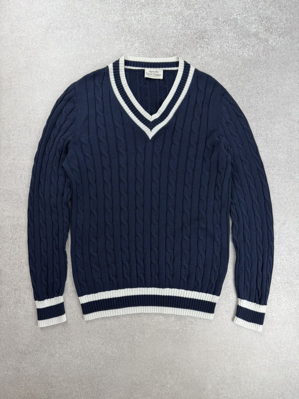 Gran Sasso Gran Sasso Oraganic Cotton V-Neck Knit Sweater Size 50 Size US M / EU 48-50 / 2 - 1 Thumbnail