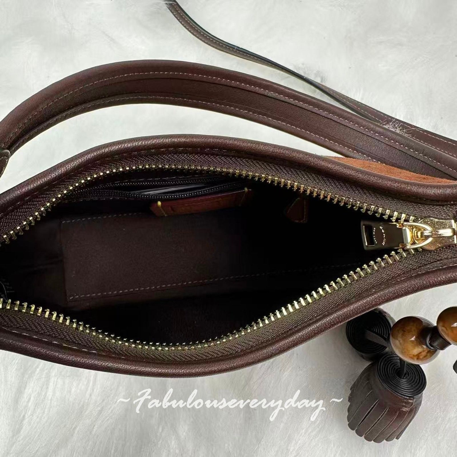 Coach Coach Laurel Small Shoulder Tassels Suede/Brown/Maple CCF14 Size ONE SIZE - 8 Thumbnail