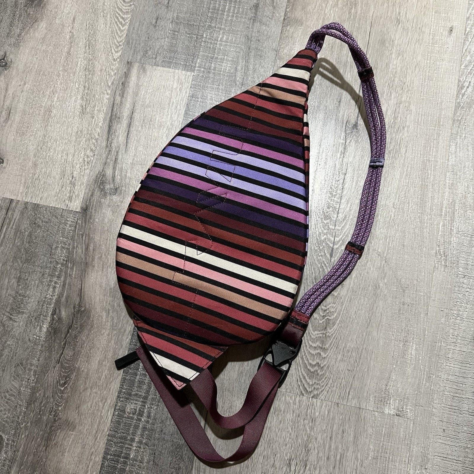 KAVU KAVU Crossbody Rope Sling Purple Stripe Shoulder Bag Purse Size ONE SIZE - 3 Thumbnail