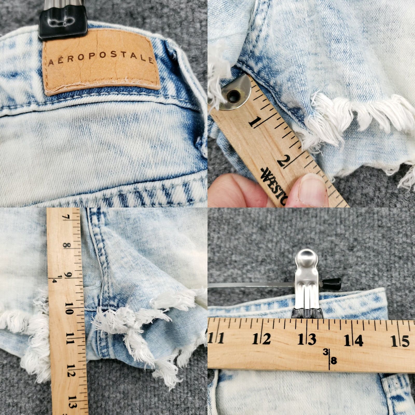 Vintage Aéropostale Shorts Womens 10 Blue High Waisted Ripped Acid Wash Denim Casual Pants Hot Pants Womens 10 Blue waist 29 in Regular fit Size 32" / US 10 / IT 46 - 8 Thumbnail