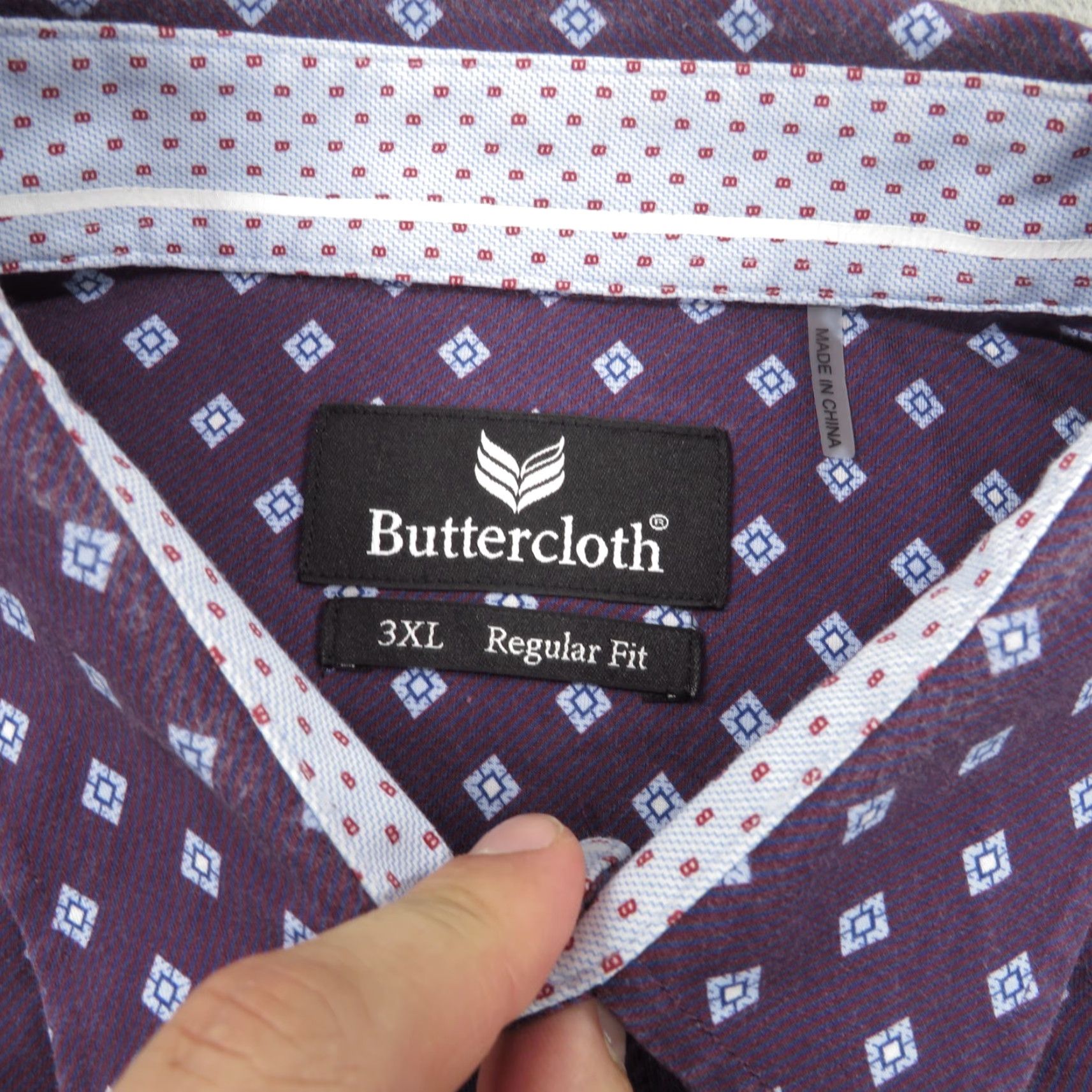 Vintage Buttercloth Shirt Mens 3XL Purple Cotton Performance Cooling Button-Up Classic Modern Geometric Pocket? (No pocket specified) Size US XXL / EU 58 / 5 - 3 Thumbnail