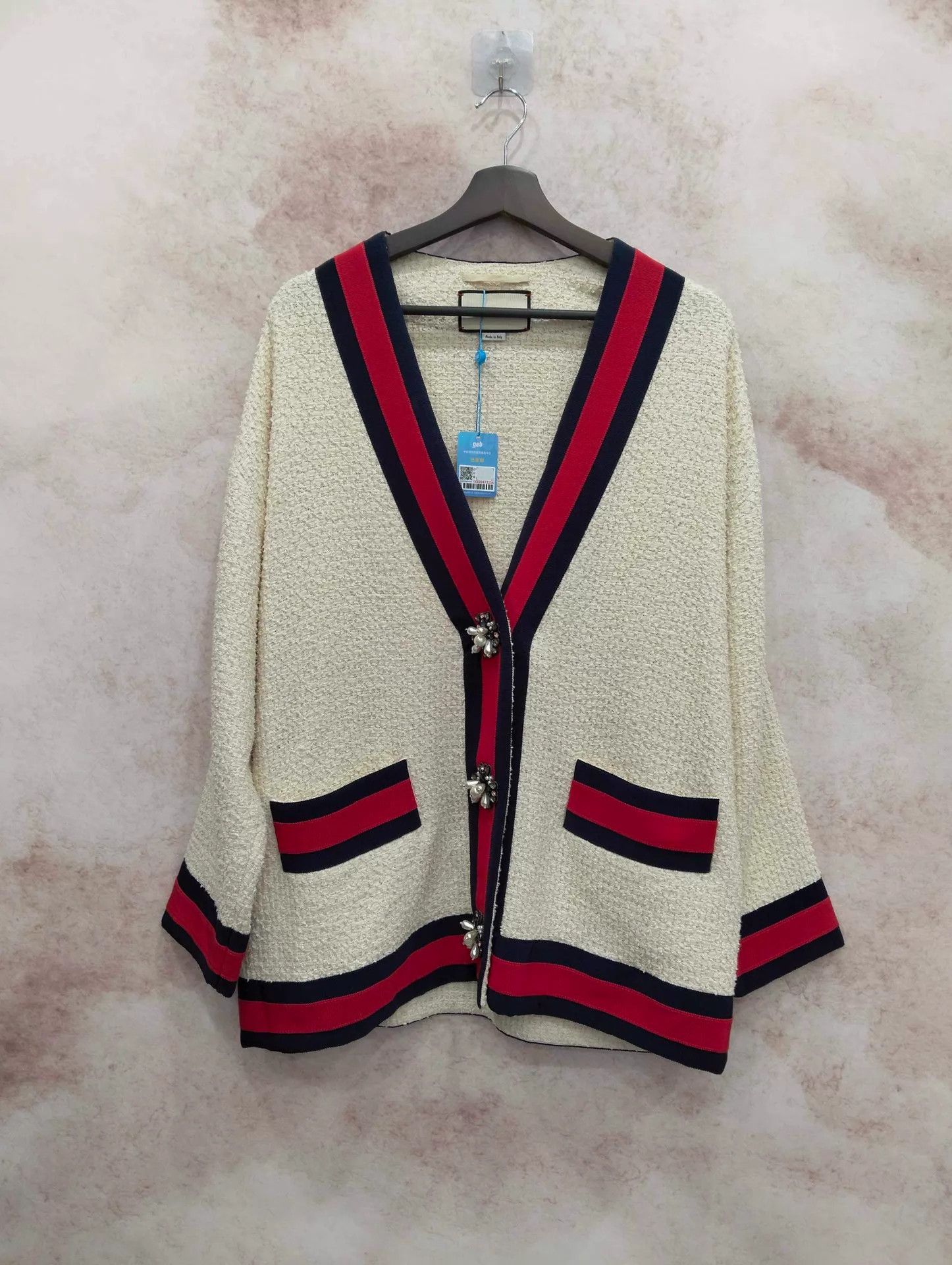 Gucci GUCCI Color-Blocked Webbing Trim OS Tweed Jacket 40 Size S / US 4 / IT 40 - 1 Thumbnail