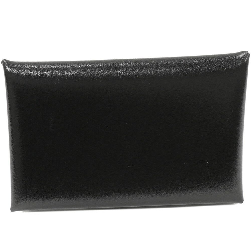 Hermes Hermes Hermes Calvi Card Case Black Leather Business card case 2402807 in Pristine Condition Size ONE SIZE - 1 Thumbnail