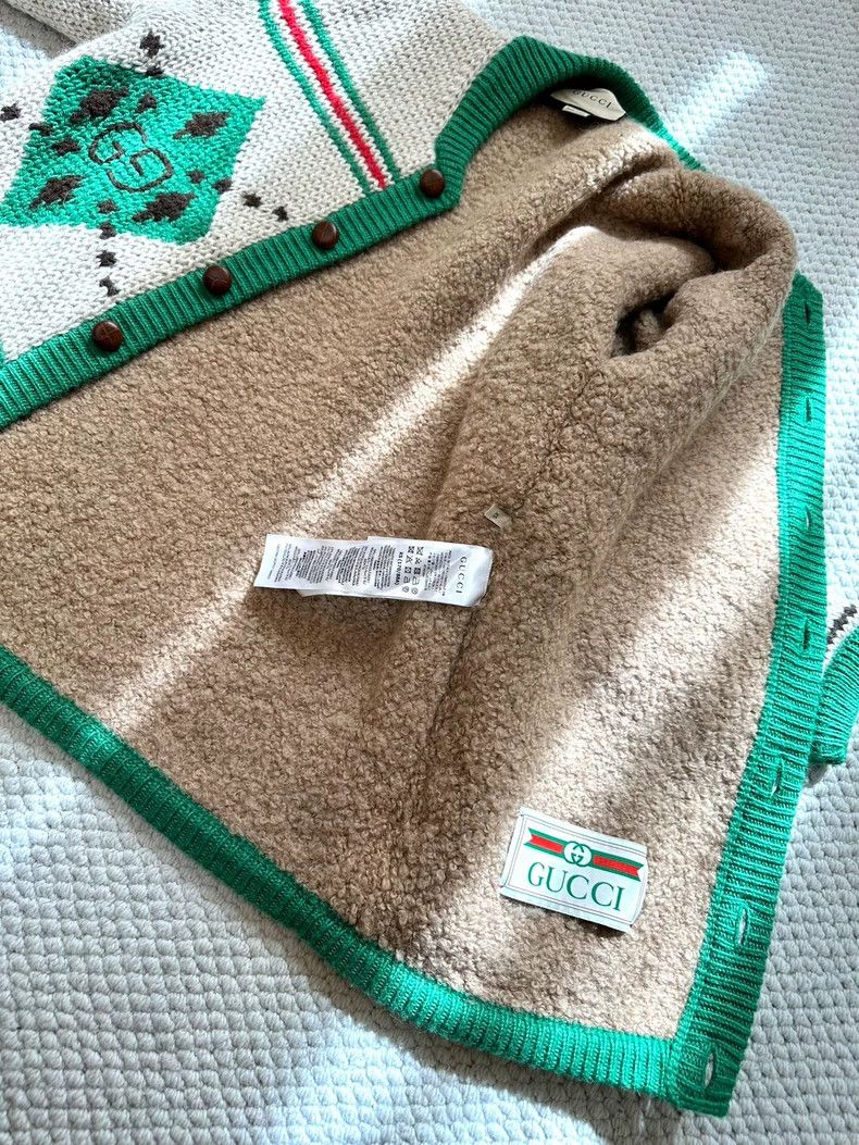 Gucci Gucci Ivory white and green color-blocked alpaca jacquard Size XS / US 0-2 / IT 36-38 - 3 Thumbnail