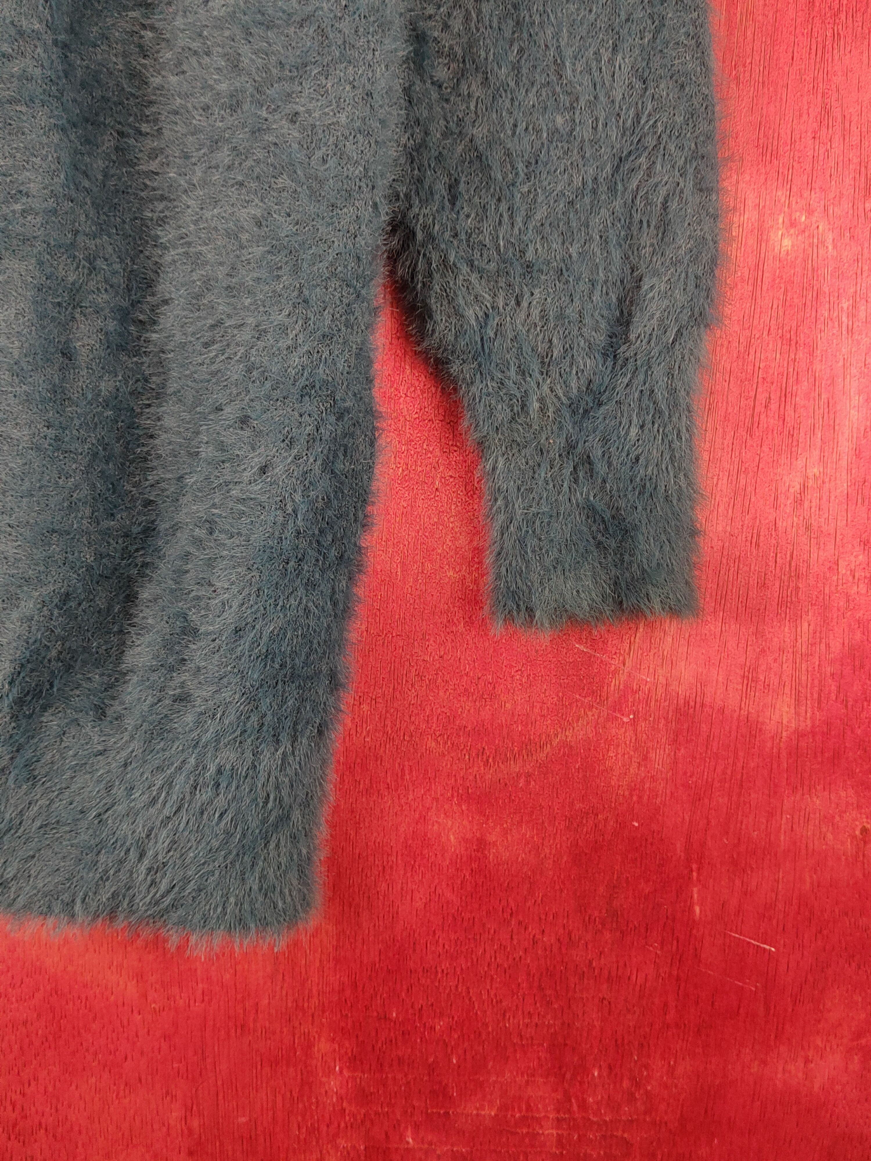 Closshi Turquoise Shag Shaggy Fur Mohair Knitwear #S1903