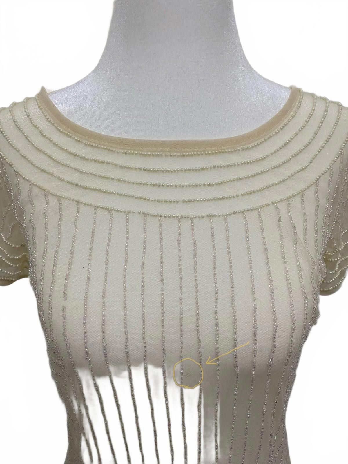 Tincati TFNC LONDON Sheer Beaded Blouse in Cream (SMALL) Size S / US 4 / IT 40 - 2 Thumbnail