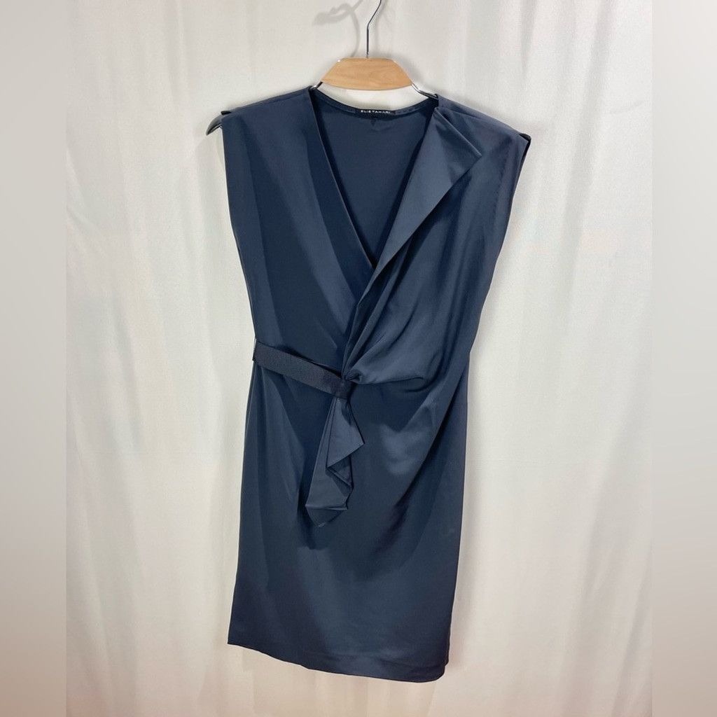 Elie Tahari Elie Tahari Dalia Midnight Blue Sleeveless Wrap Dress Size 6 Size M / US 6-8 / IT 42-44 - 4 Thumbnail